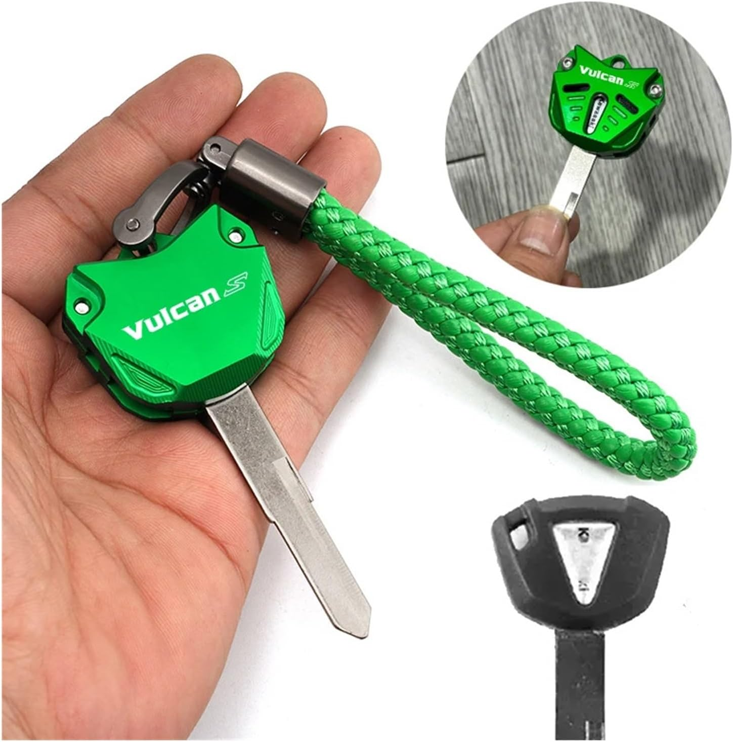 IEDZCUMC Compatible with Kawasaki Vulcan S 650 VN650 Vulcan S650 2015-2025 Motorcycle CNC Accessories Key Shell Key Case Cover Key Chain Keyring(B Black) image number 6