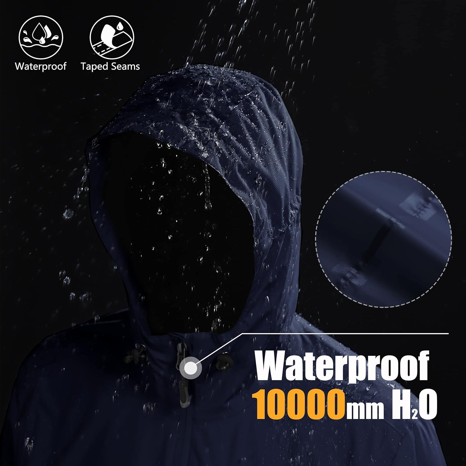 33,000Ft Men'S Outdoor Waterproof Jackets Packable Windbreaker Lightweight Quick Dry Raincoat Outdoor Jacket for Cycling Camping image number 4