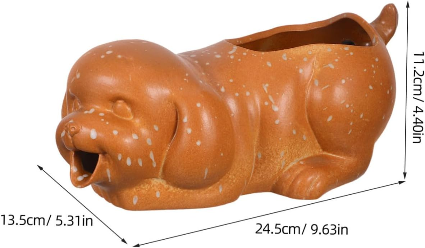 Yardwe Ceramic Dog Fountain Spitter for Outdoor Garden and Aquarium Decor Interactive Tabletop Waterfall with Natural Filtration Plant-Friendly Fish Tank Accessory image number 3