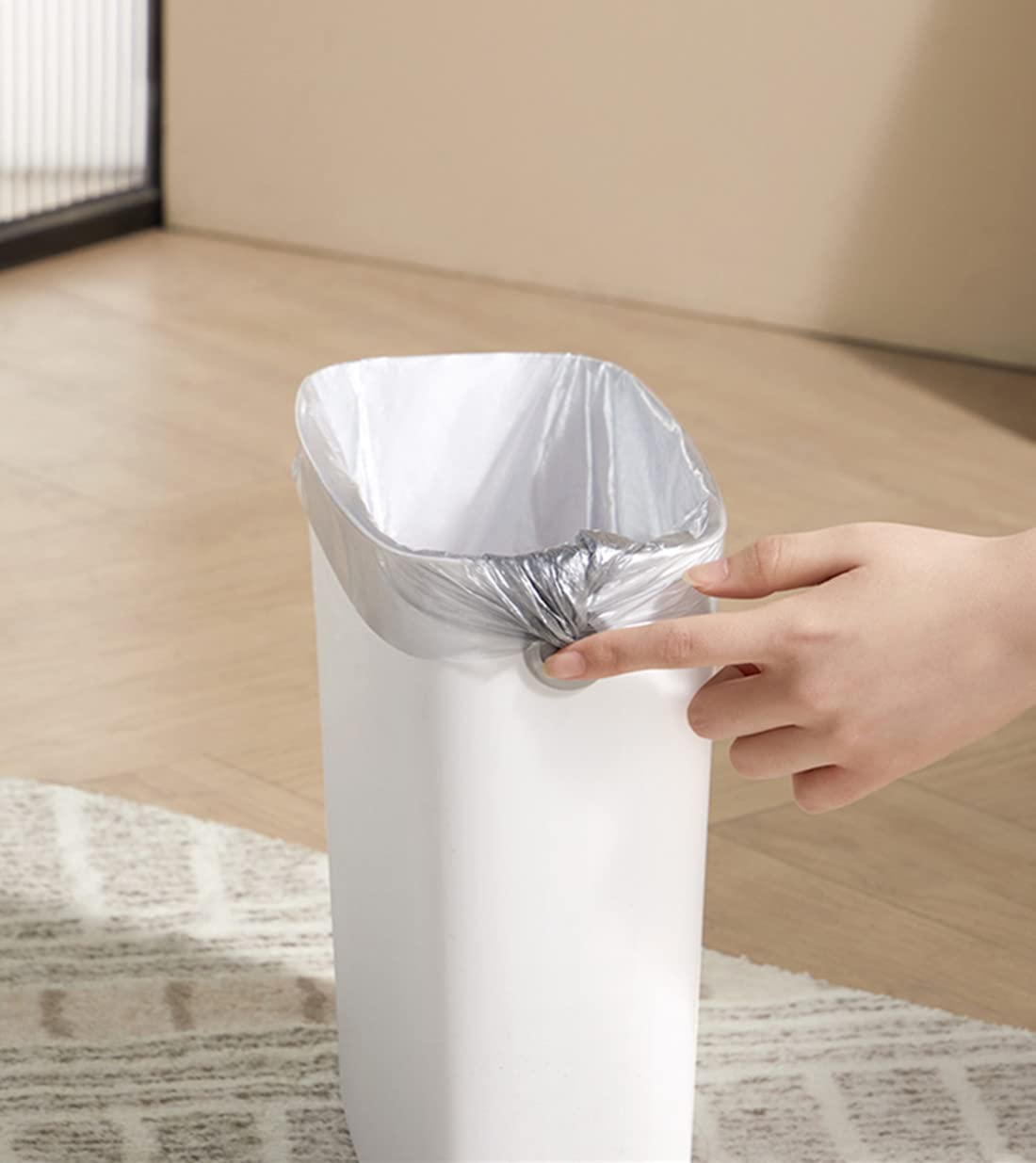 QUHUOYAO Waste Garbage Can, Bathroom Waste Garbage Can without Lid, Household Waste Garbage Can, Suitable for Bedroom, Living Room, Kitchen, 10 Liters Capacity, Warm Green/White (White) image number 3