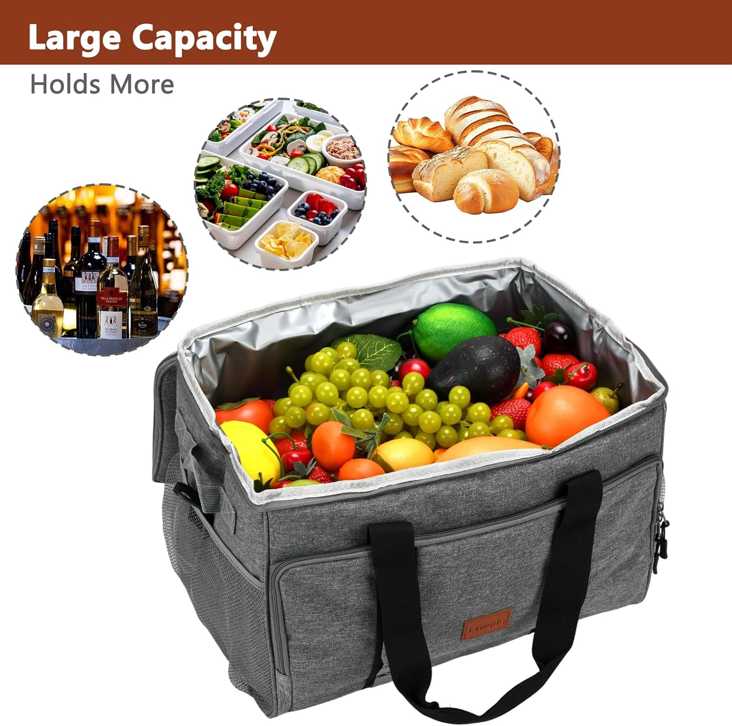 35L Cooler Bag, Picnic Bag, Thickened Lunch Bag, Foldable, Waterproof, Leak-Proof, Insulated Bag for Drinks and Food, Suitable for Camping, Hiking, Beach, BBQ, Picnic image number 5