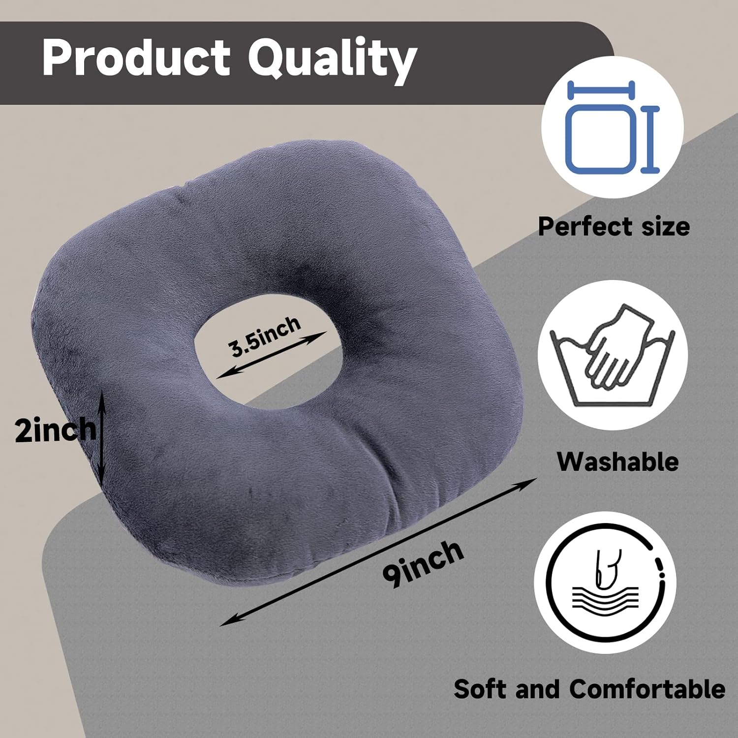 Coceyese Ear Piercing Pillow for Side Sleepers - Donut Pillow for Ear Pain Relief, Guard Pillow (Light Grey) image number 1
