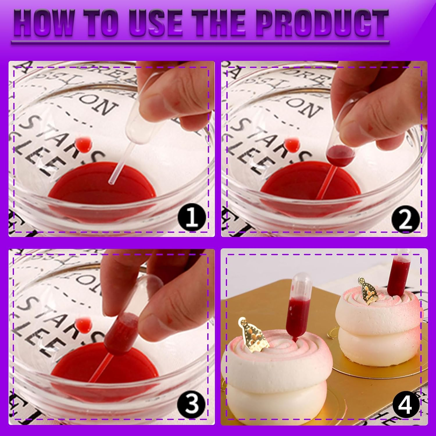 Swpeet 200Pcs 5 Styles 4ML Heart/Round/Star/Rectangular/Gear Mini Squeeze Transfer Cupcakes Pipettes Assortment Kit, Disposable Plastic Droppers for Cupcake Dessert Strawberries Chocolate image number 5