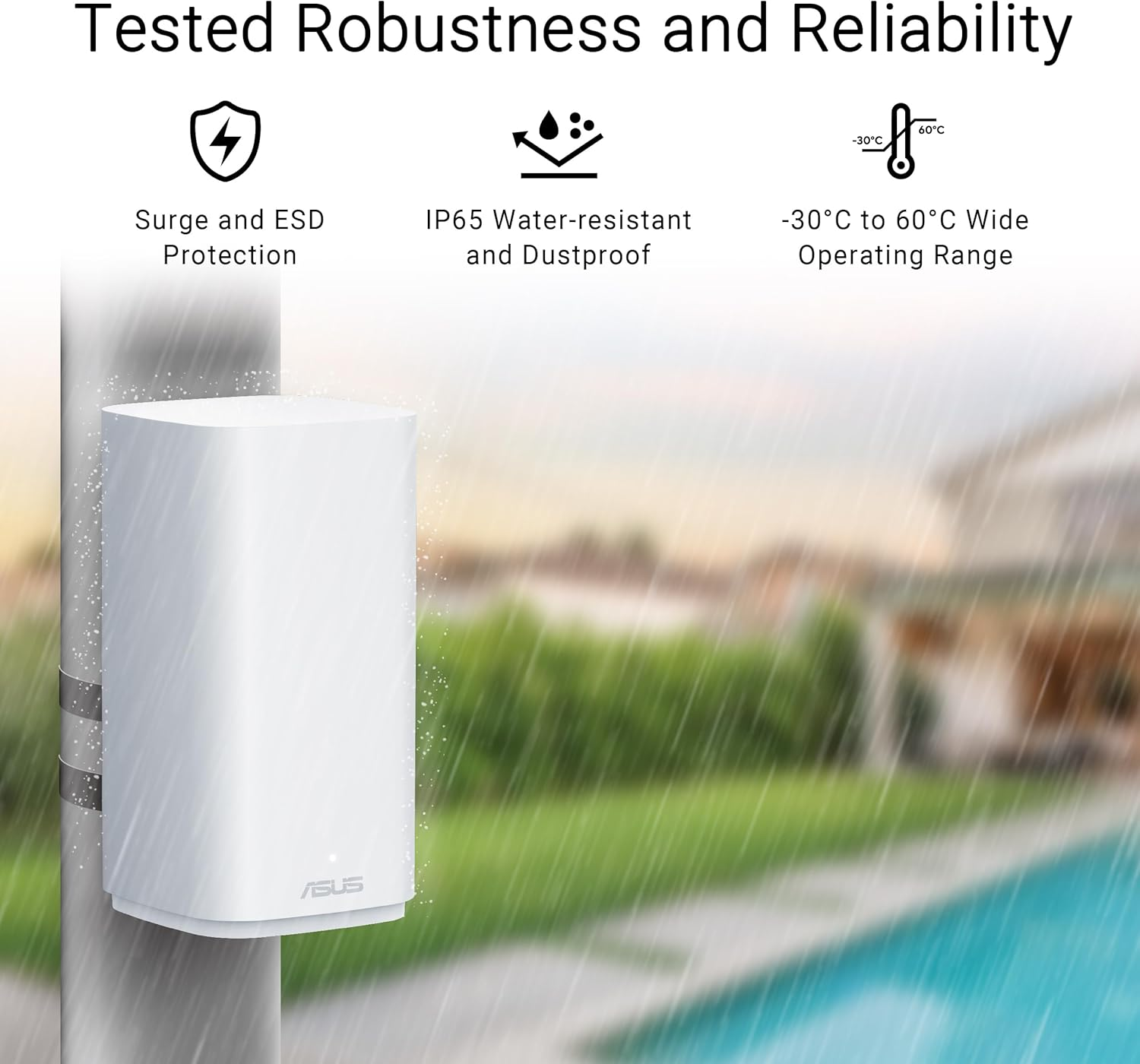 ASUS Zenwifi BD4 Outdoor Dual-Band Wifi 7 Mesh, 3600 Mbps, 2450 Sq. Ft., Dual 2.5G Ports, IP65, Poe Powered, Wall and Pole Mount, Security and Parental Controls Included, Smart Home Master Ssids image number 2