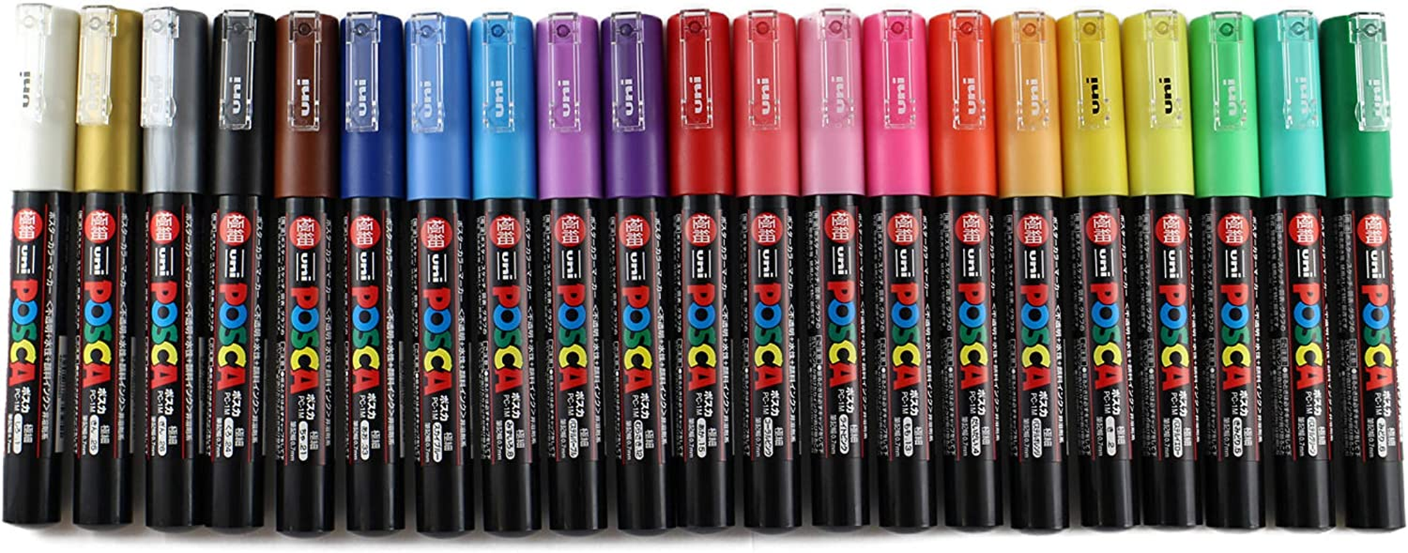 Posca Paint Markers Pen 21 Colors Set Extra Fine Point PC1M Japanese Stationery Marking Pen, W/Original Pen Case Made in Japan image number 3