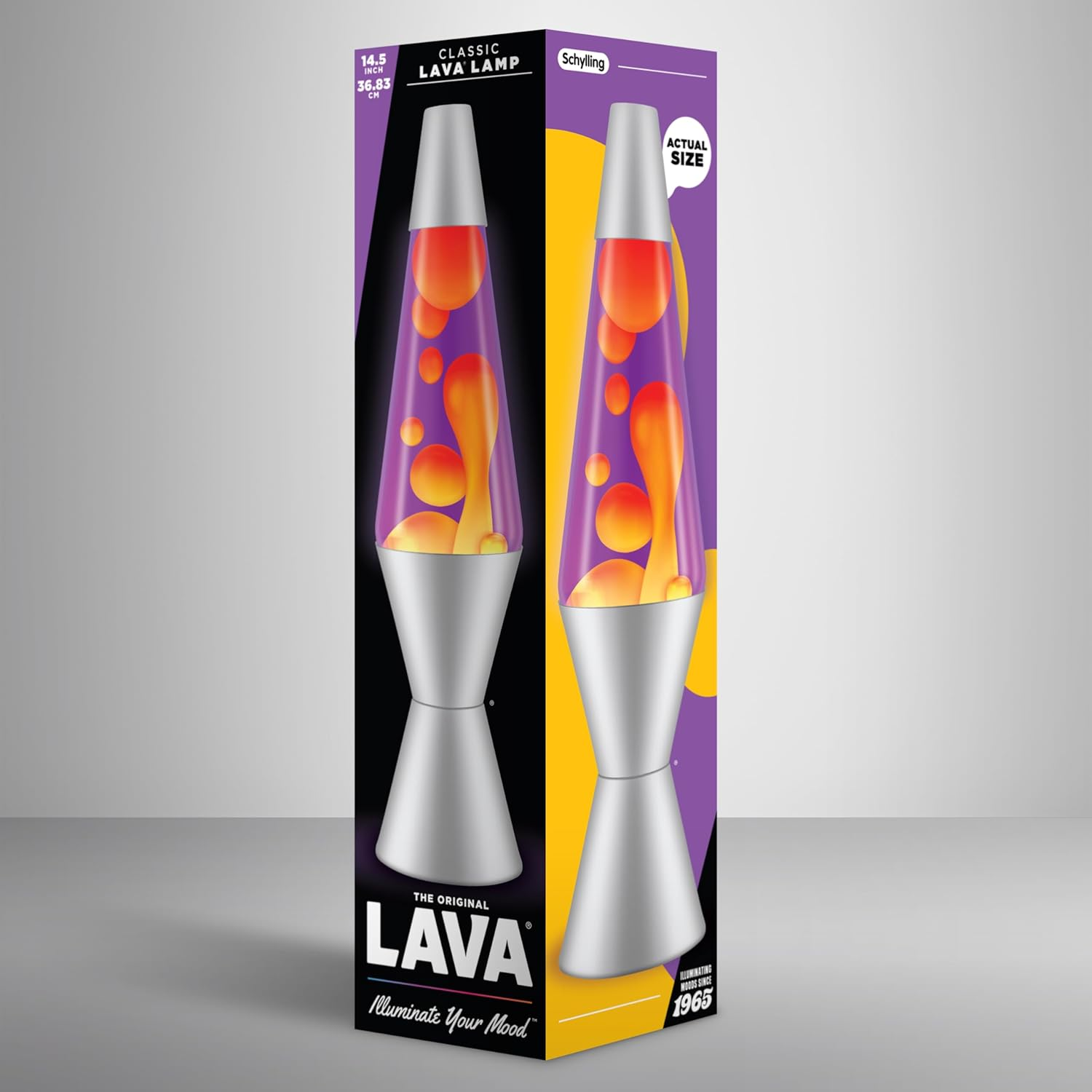 LAVA&reg; - Lava Lamp 2125, Yellow Wax, Purple Liquid, Silver Base and Cap, Original LAVA&reg; Brand 14.5 Inch Motion Lamp - Blu/Trasparente image number 4