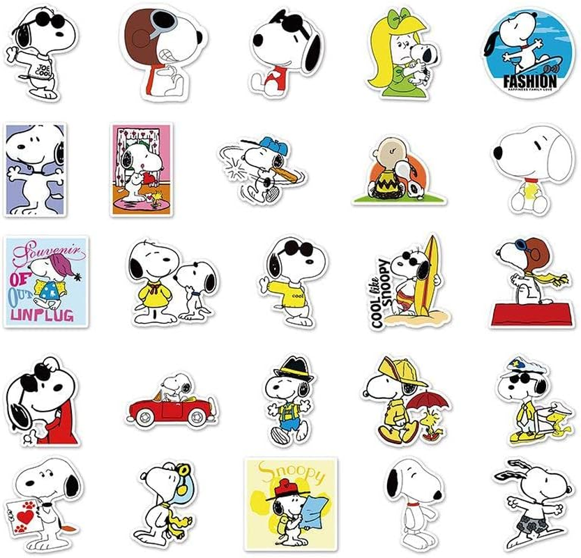 WOA Snoopy and Friends Vinyl Finish Die Cut Stickers Decals for Laptops Phones Phone Case Consoles Walls Luggage Case Books (50 Stickers), Multi, 3-7Cm image number 4