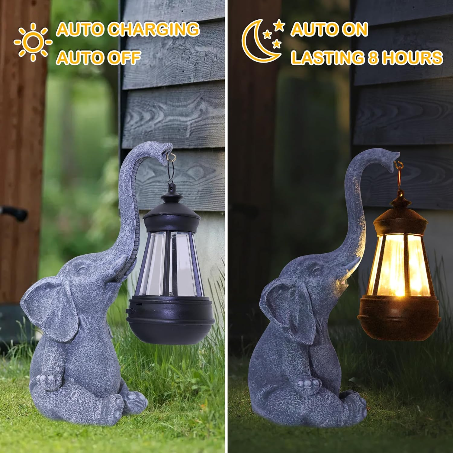 Attivolife Lucky Elephant Solar Statue Light for Garden Decor, Outdoor Waterproof Figurines Lamp, Art Patio Lawn Easter Balcon Yard Ornament - Beautifully Home for Women Mom image number 6