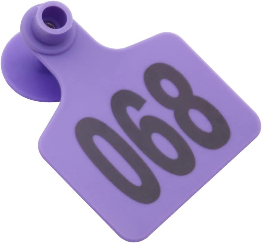 Cattle Ear Tags, Large Plastic Livestock Ear Tags for Sheep Cattle Calf Hog with Number 001-100/101-200/201-300, Animal Identification Ear Tag(Purple,001-100) image number 2