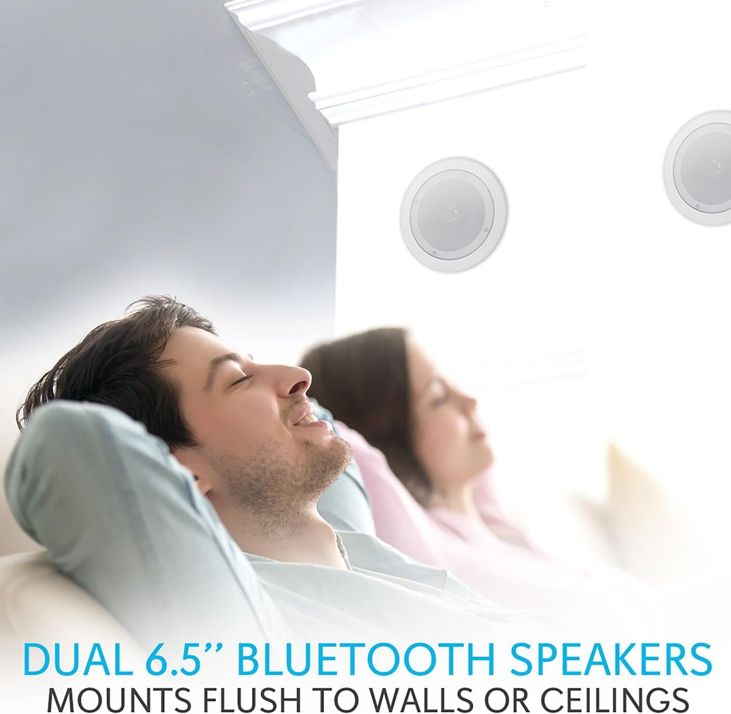 Pyle Pair 6.5&rdquo; Bluetooth Flush Mount In-Wall In-Ceiling 2-Way Universal Home Speaker System Spring Loaded Quick Connections Polypropylene Cone Polymer Tweeter Stereo Sound 200 Watts (PDICBT652RD)