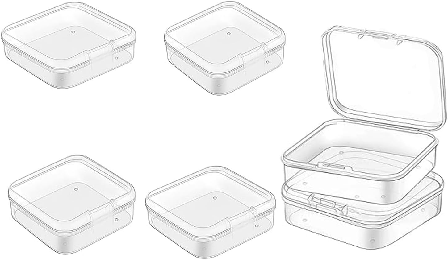 6Pcs Small Plastic Containers with Hinged Lid, Clear Beads Storage Containers, Craft Storage Box, Soap Travel Storage Cases, Organizer Containers for Small Items Jewelry Hardware Accessories image number 4