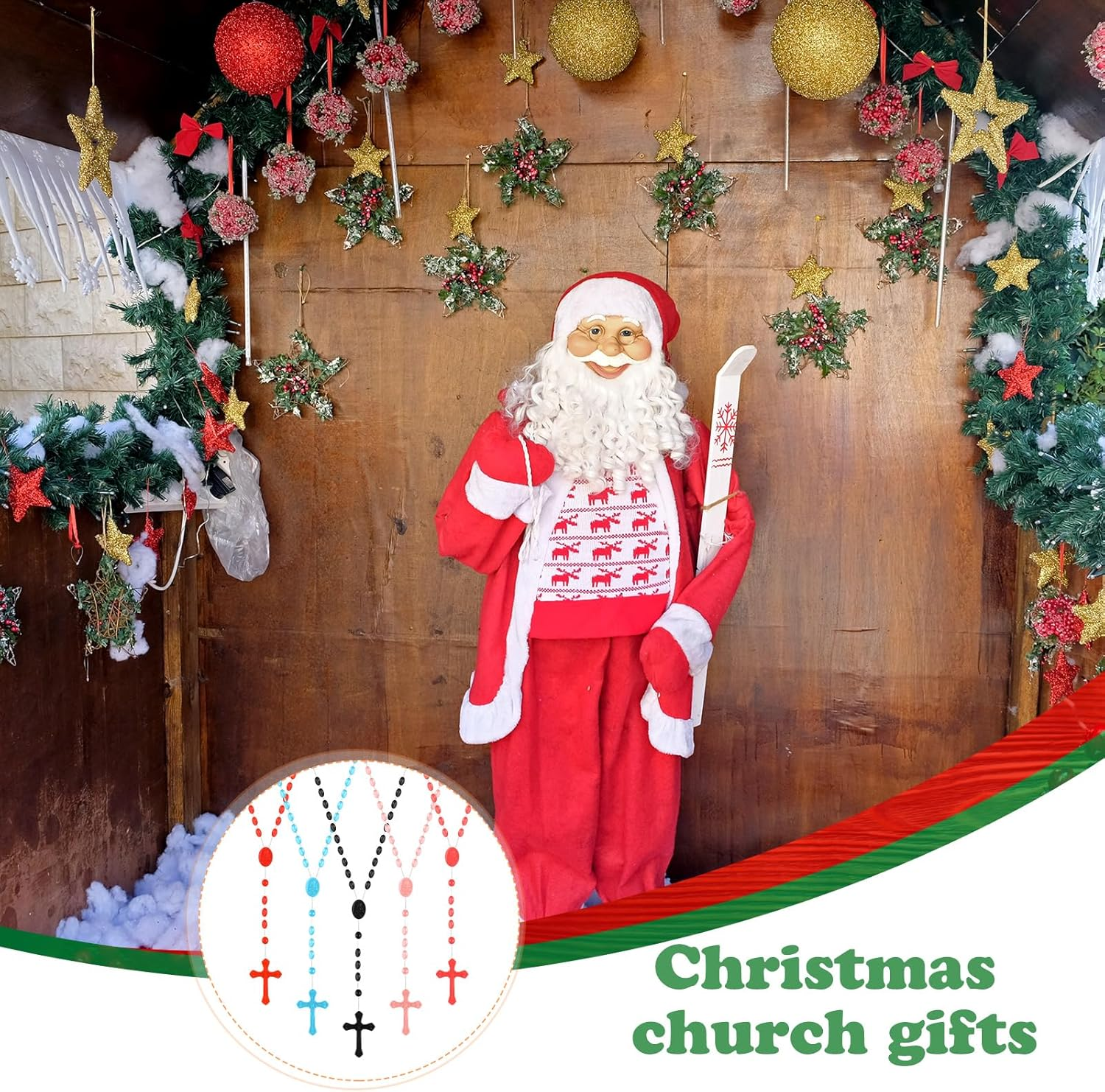 Bulk Rosaries 100 Pack Plastic Rosary Beads Catholic Cross Necklaces Christmas Rosaries for Kids Homeless Christmas Easter Church Classroom Gift Party Favor Food Bank Supply (13 Inch, 10 Colors) image number 3