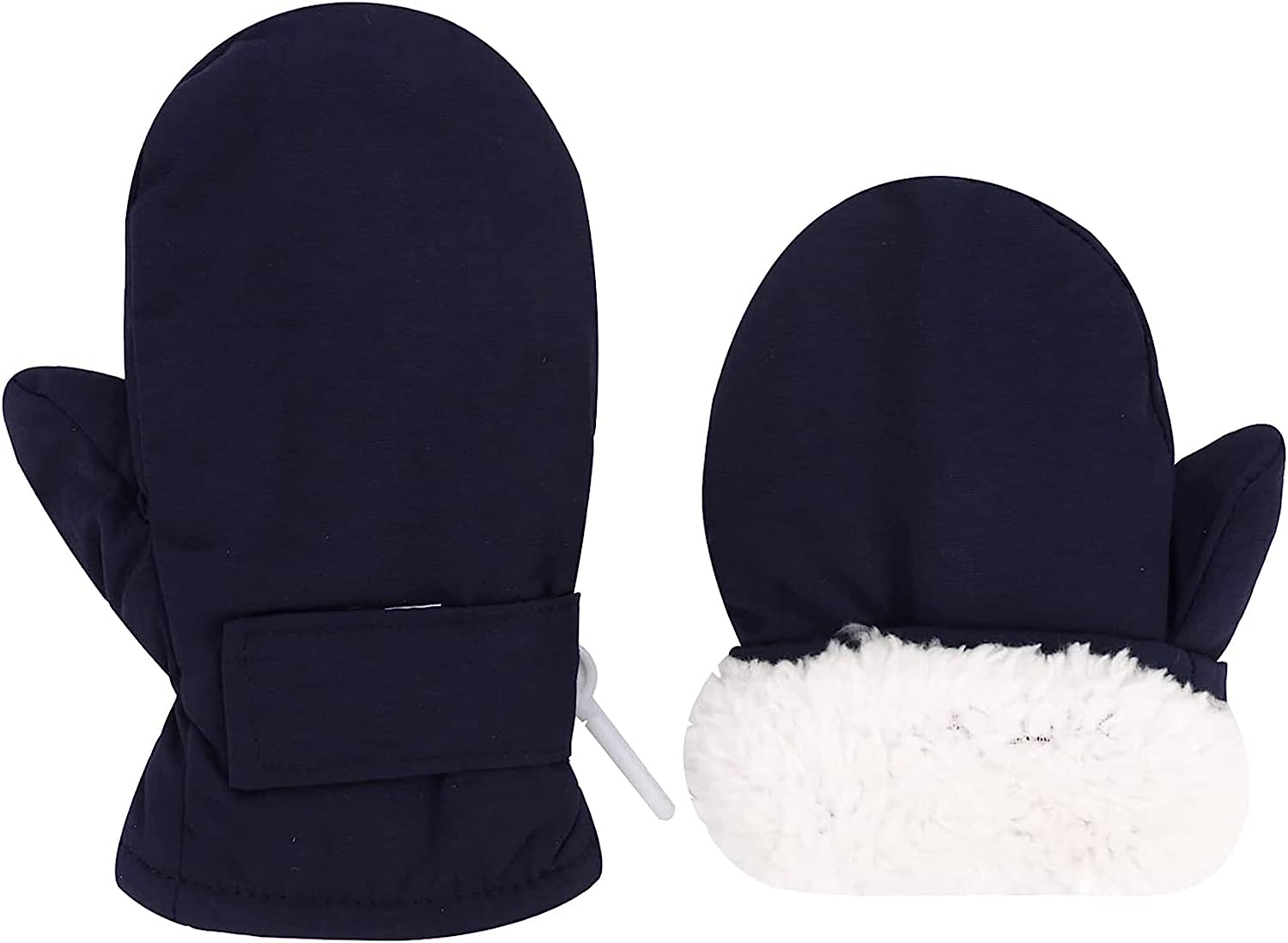 UTTPLL Lined Fleece Toddler Mittens Waterproof Infant Baby Toddler Kids Winter Mittnes Warm Ski Snow Gloves for Boys Girls - B Navy  Grey image number 5