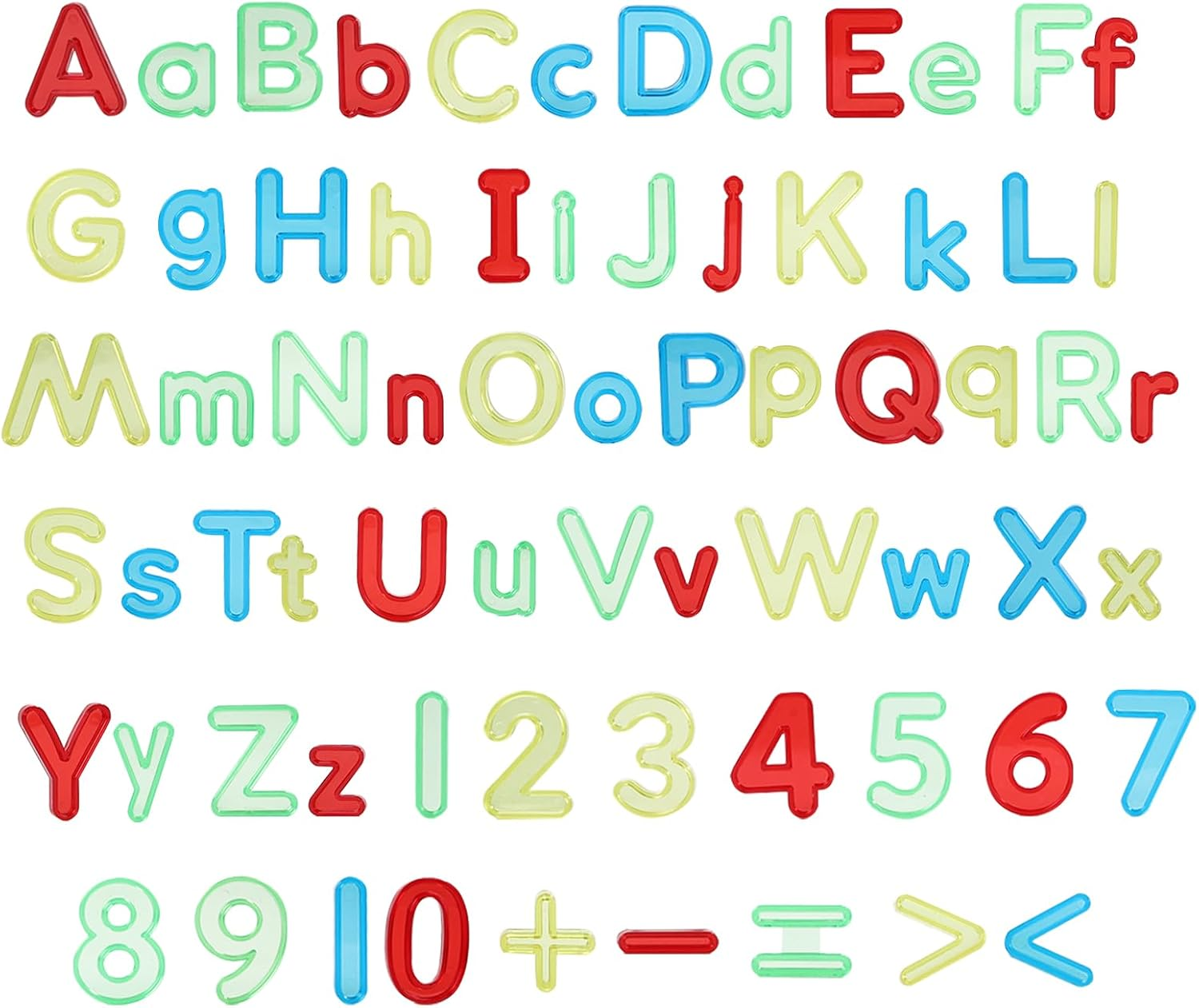 68 Pcs Transparent Plastic Alphabet with Multi-Color Plastic Letters and Numbers and Mini Cans for Counting and Spelling-Light Box Accessory image number 2
