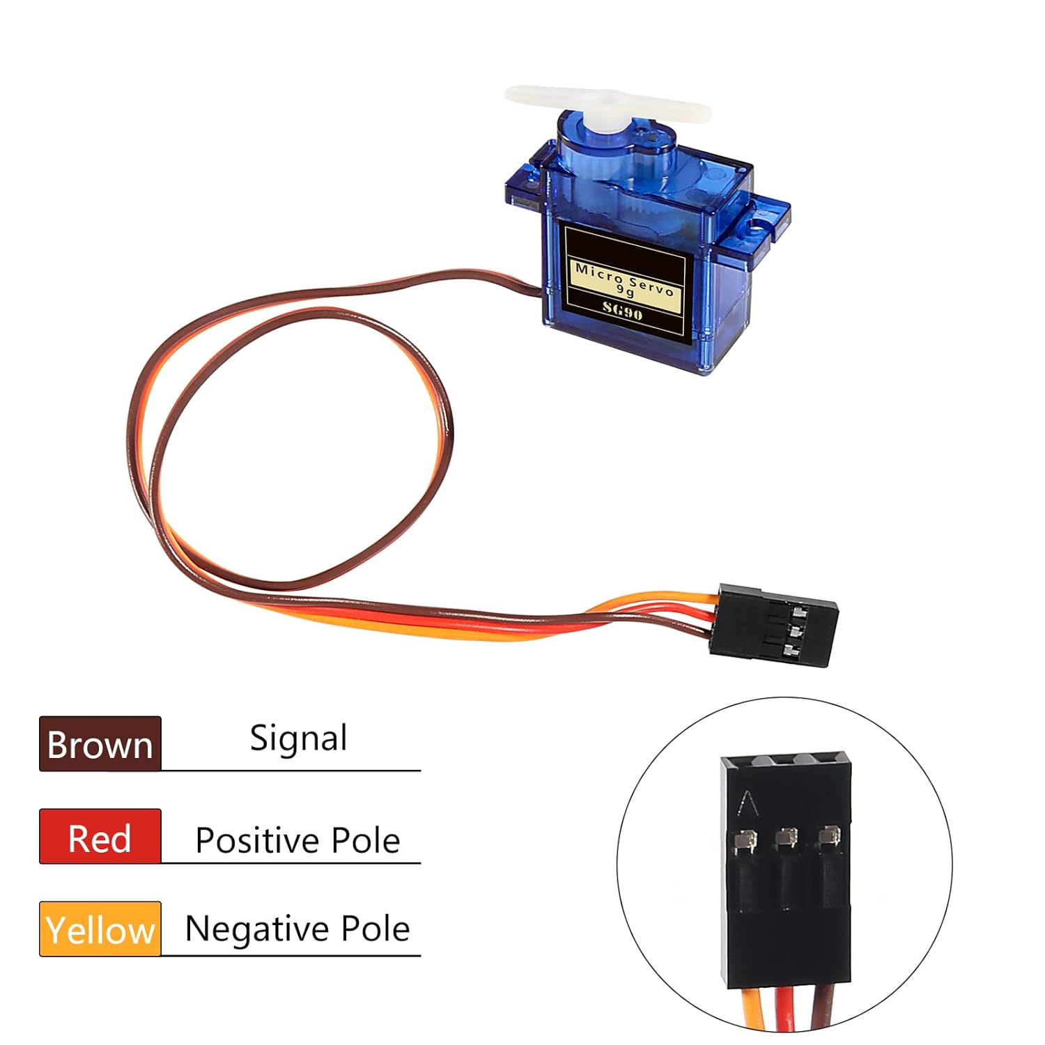 DIANN 6Pcs SG90 9G Micro Servo Motor Kit for RC Robot Arm Walking Helicopter Airplane Car Boat Control with Cable M-F image number 4