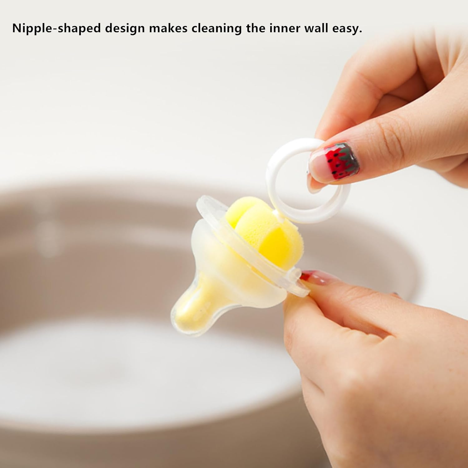 6Pcs Pink Baby Bottle Cleaner Brush Set, Pacifier Brush and Straw Brush, Long Handle Sponge Bottle Brush. image number 4