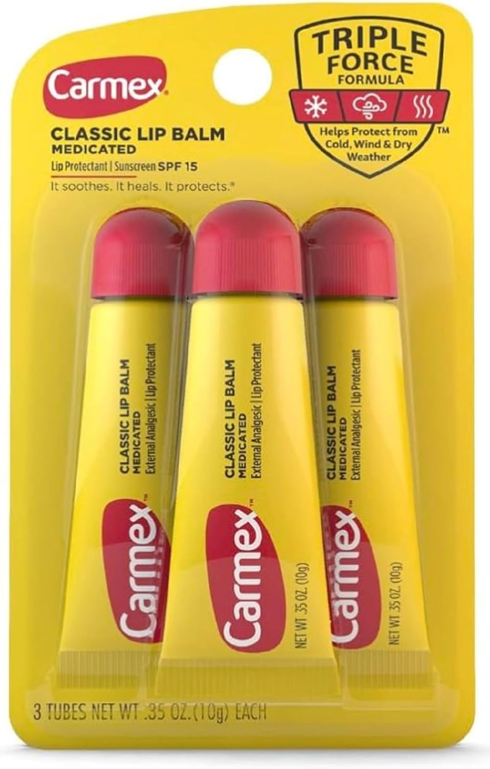 Carmex Classic Flavored Lip Balm 0.35 Oz, 3 Ea (Pack of 3)