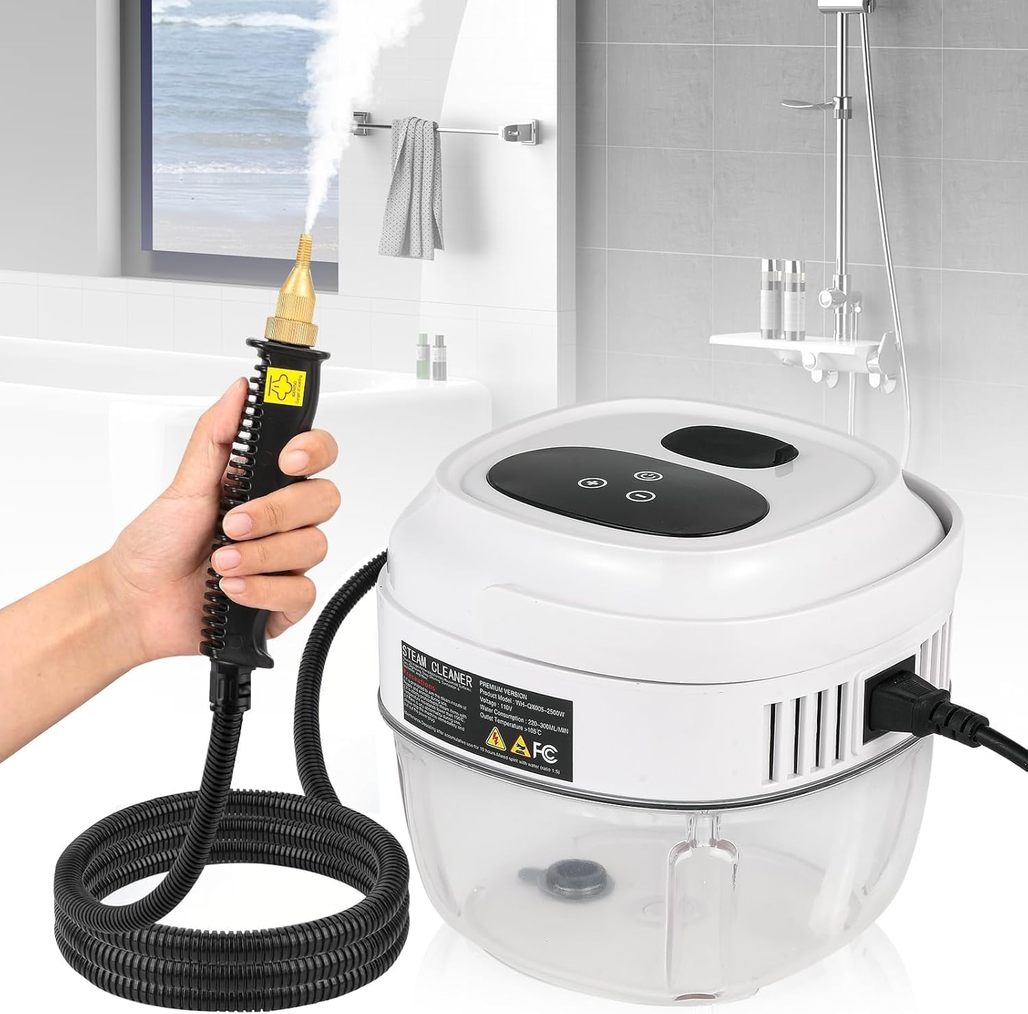 Handheld Steam Cleaner（Au Plug),2500W Pressurized Steamer, Electric Steam Cleaner for Kitchen, Automotive Furniture,Floor and Car Cleaning with 3 Brushes and an Extended Spray Bar image number 4