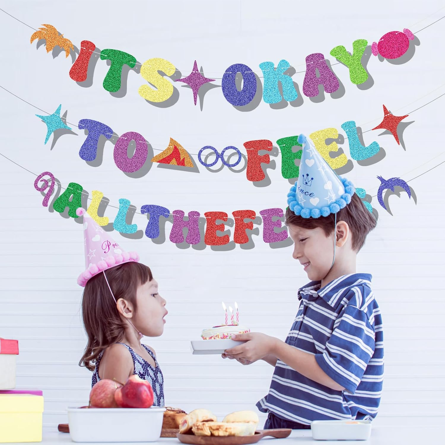 It'S Okay to Feel All the Feels Banner, Pre-String Colourful inside Birthday Party Decorations Banner Cute Feelings Theme Hanging Banner for Fireplace Mantel Wall Decorations image number 2