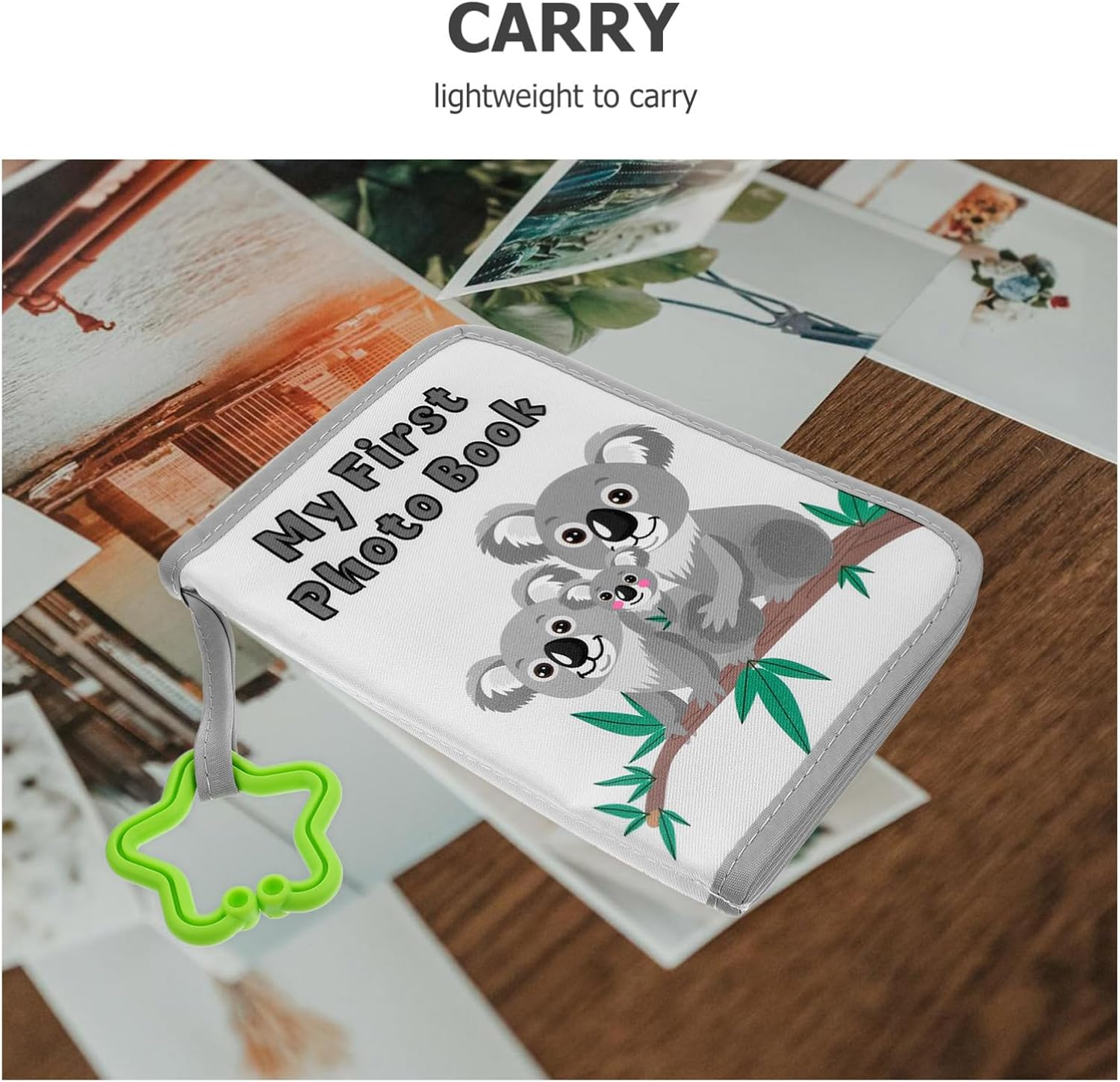 Vaguelly Album Memory Picture Book for First Photo Album Kiddy Photo Cloth Soft Scrapbook Grey Cloth image number 5