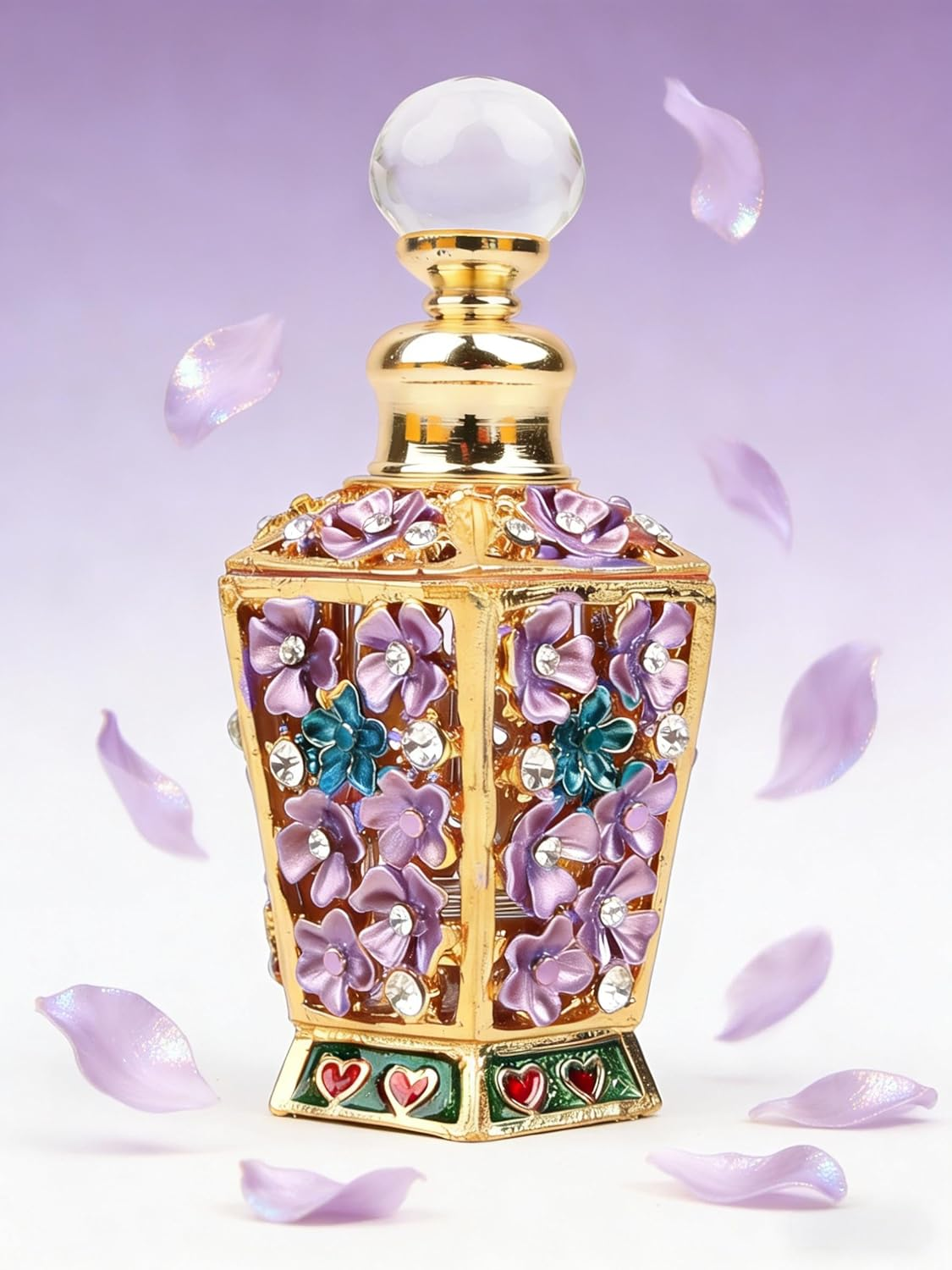 SEVENBEES Classic Vintage Antique Hollow-Out Flower Refillable Perfume Bottle