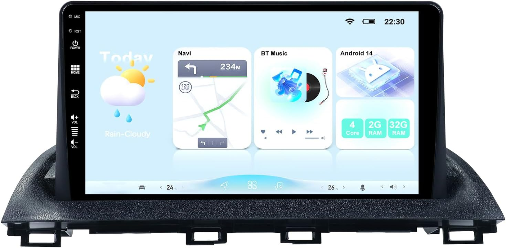 MISONDA Android 14 Car Stereo for Mazda 3 Axela 2014-2019,9 Inch IPS Touchscreen Car Radio Android Auto Head Unit with Mirror Link GPS Wifi Bluetooth FM/RDS Radio SWC USB/AUX in Backup Camera [2G+32G] image number 2