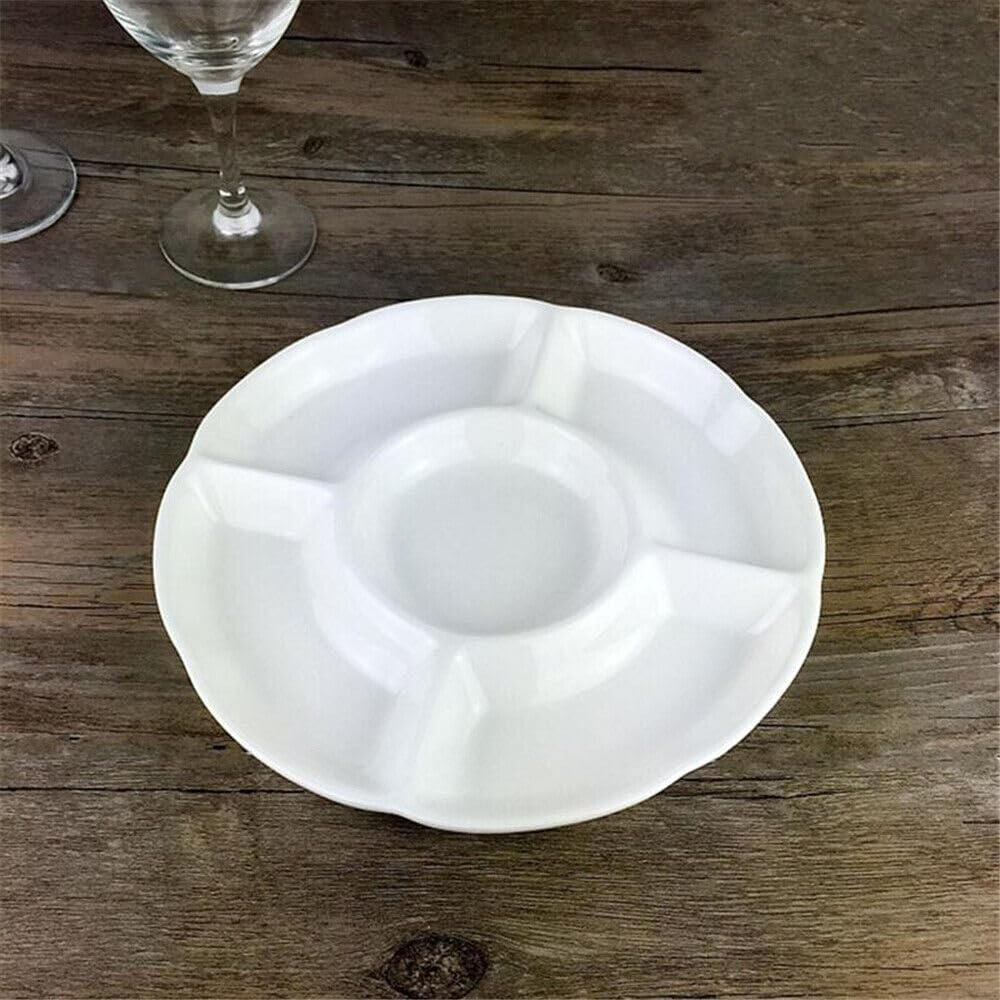 LEDON 5-Compartment Snack Tray | 28Cm round Divided Chip & Dip Platter for Parties, Snacks, Nuts, Candy, Veggies | Bpa-Free, Durable Plastic Serving Dish