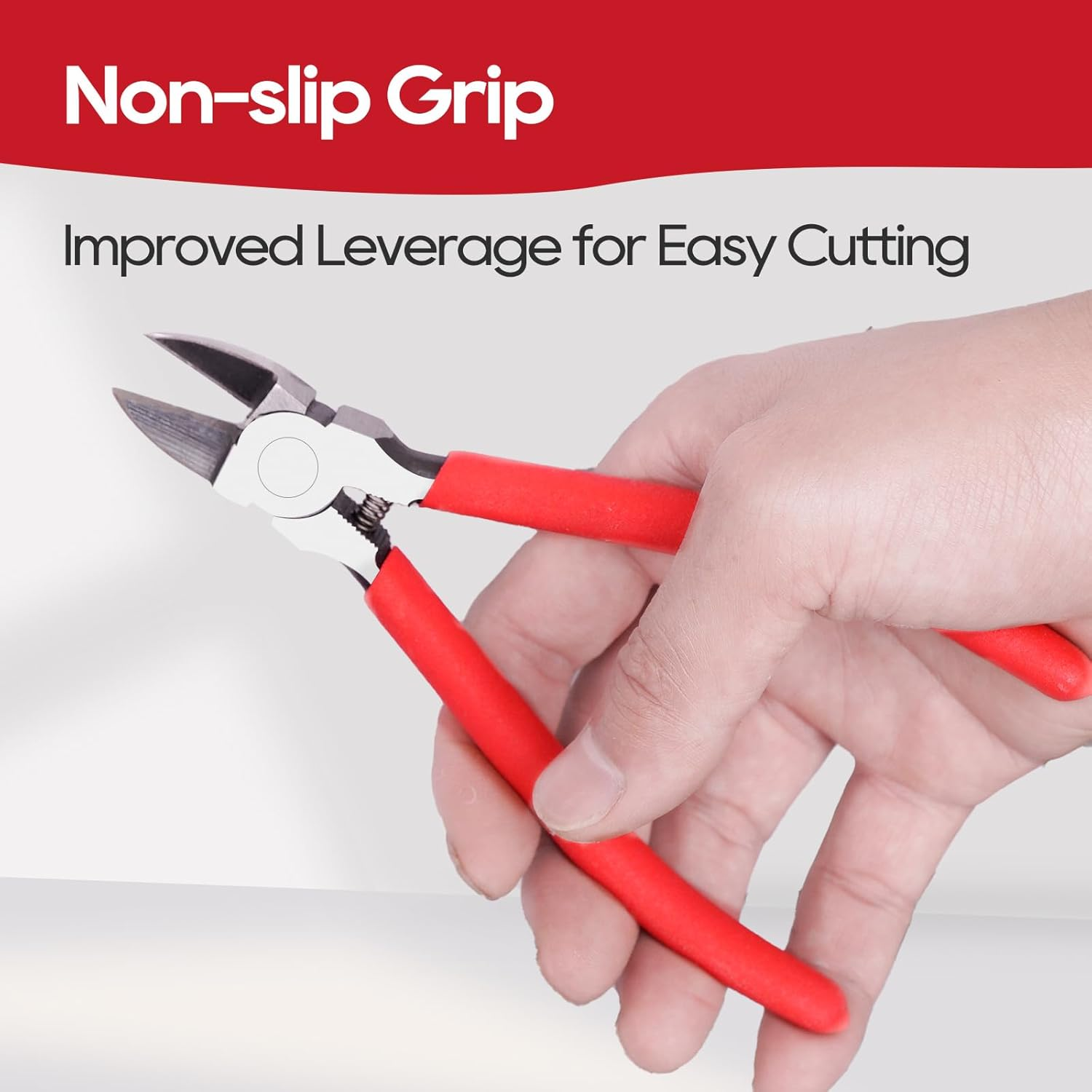 6 Inches Wire Cutters with Longer Flush Cutting Edge, Flush Cutter Tool with Spring Grip for Electronics, Powerful Cutting Pliers for Crafts, Precision Side Cutter for Copper, Plastic, and Zip Ties image number 2