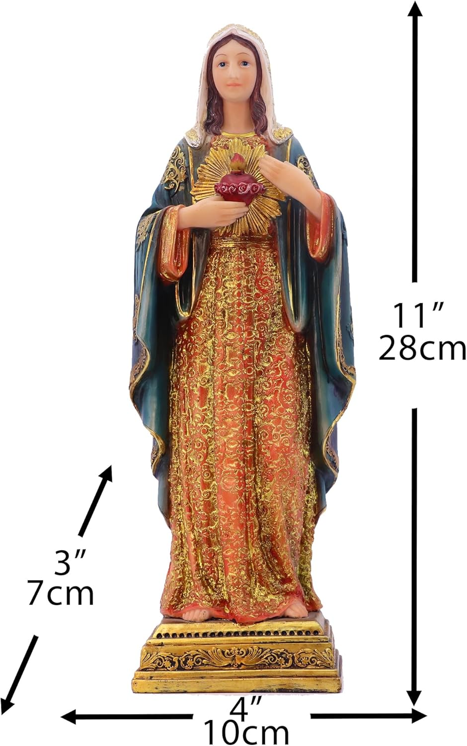 Virgin Mary Statue Sacred Heart Figure Resin Sculpture 11.25 Inch Savior Figurine Catholic Religious Gift Home Chapel Decoration image number 6