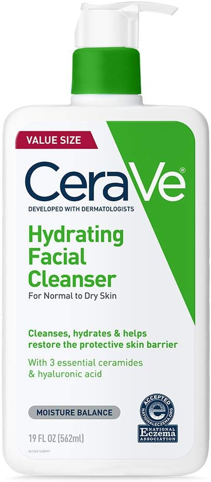 Cerave Hydrating Facial Cleanser | Moisturizing Face Wash for Dry Skin | Hyaluronic Acid + Ceramides + Glycerin | Hydrating Cleanser for Normal to Dry Skin | National Eczema Association Certified image number 4
