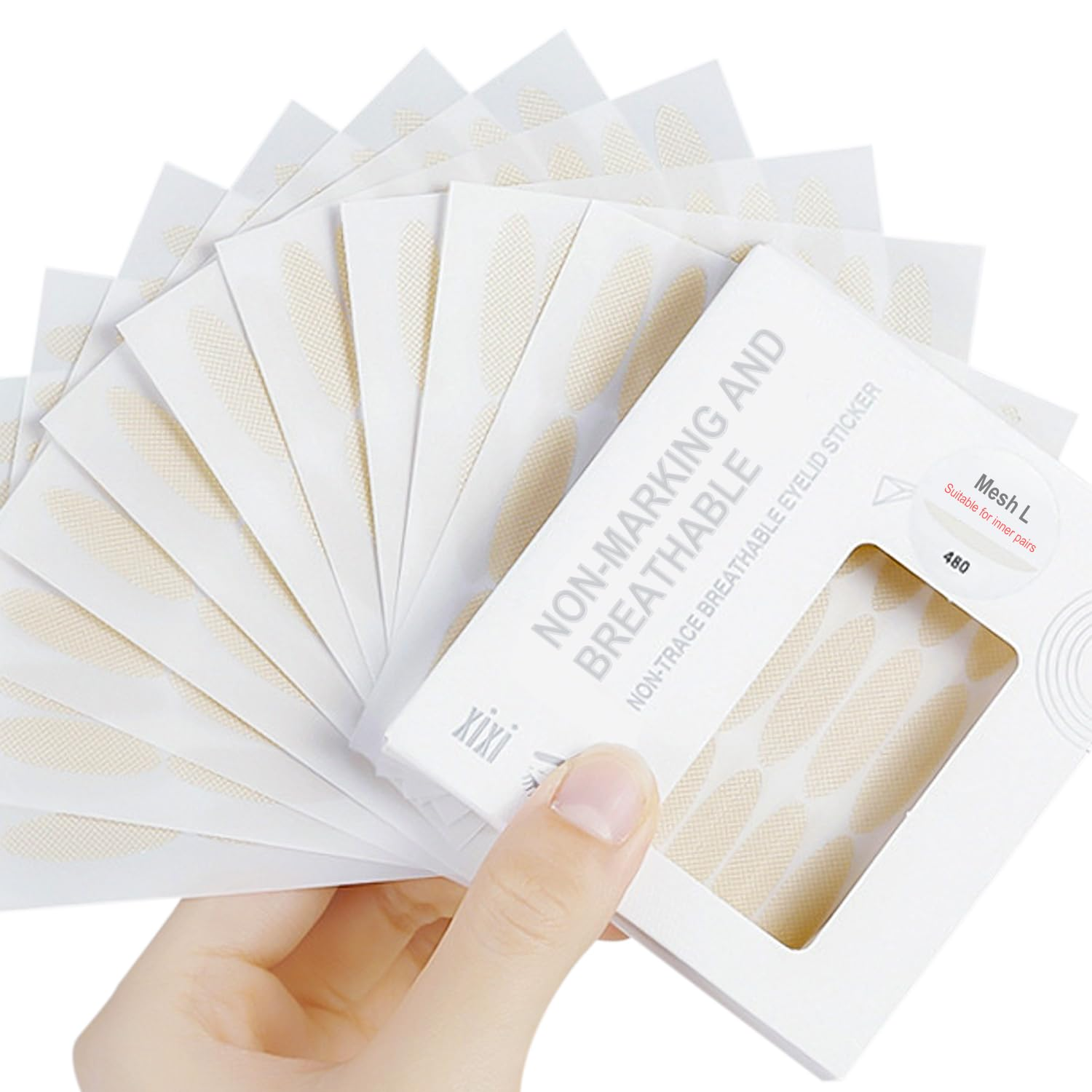 WALWAL Double Eyelid Lift Strips, Invisible Waterproof Eyelid Lifter Strips Stickers with Assisted Fit Fork Bar(480 Pcs, Oval) image number 5