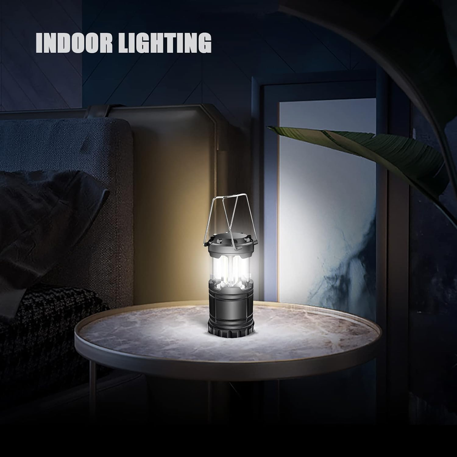 EXTRASTAR 2 Pack LED Camping Lantern, Portable Survival Lanterns, Waterproof Tent Light, Suitable for Hurricane, Emergency, Storm, Outages, Outdoor Collapsible Lanterns, Black image number 1