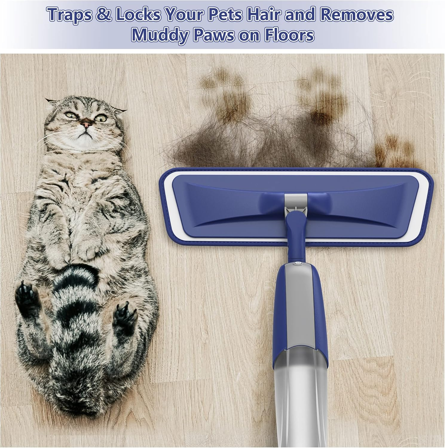 Microfibre Spray Mops for Floor Cleaning - MEXERRIS Floor Mop with Spray 4 X Reusable Washable Pads Dust Wet Dry Mops with 2X 410ML Bottles, Flat Mop for Wood Floor Hardwood Laminate Tiles Flooring image number 5