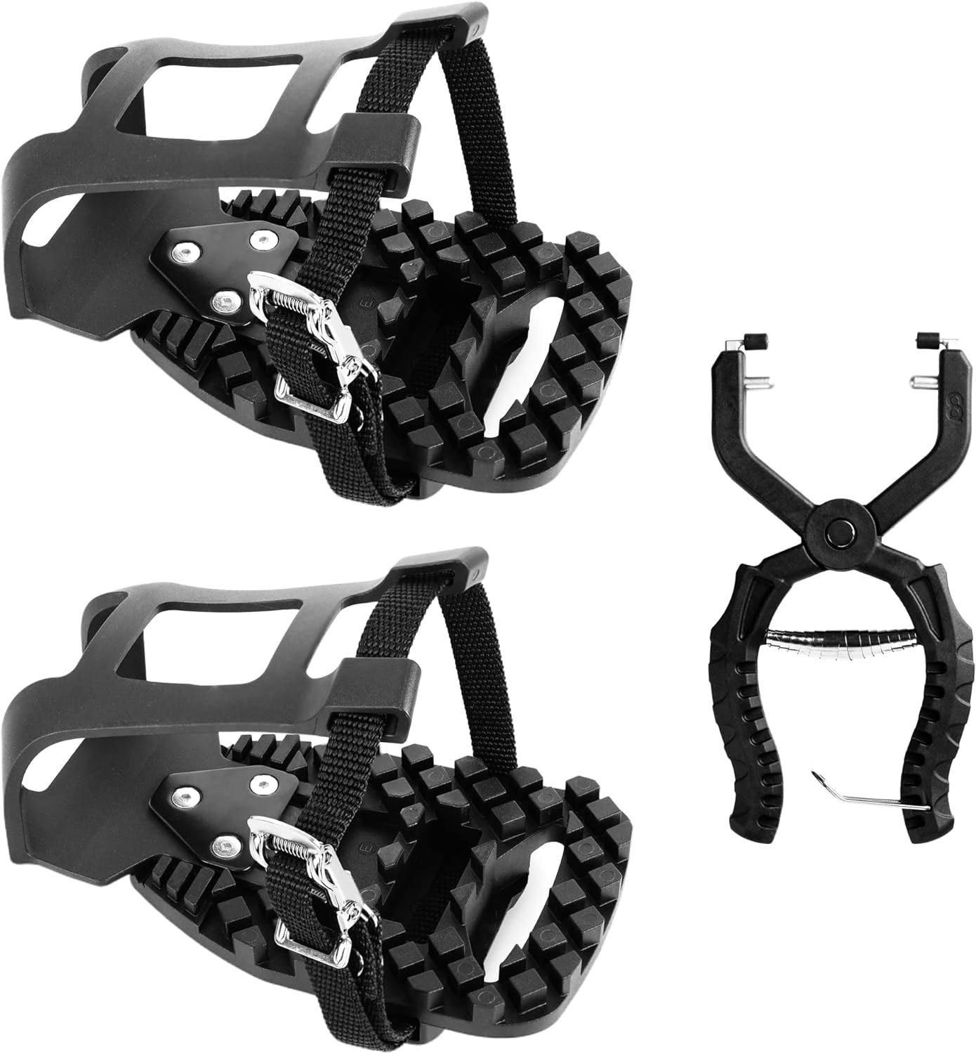 Venzo Bike Bicycle Toe Clips Cage Indoor Exercise Spin Bike Pedal Adapters - Compatible with Peloton Bike Pedal & Convert Look Delta Pedals to Toe Clip Straps - Ride with Sneakers