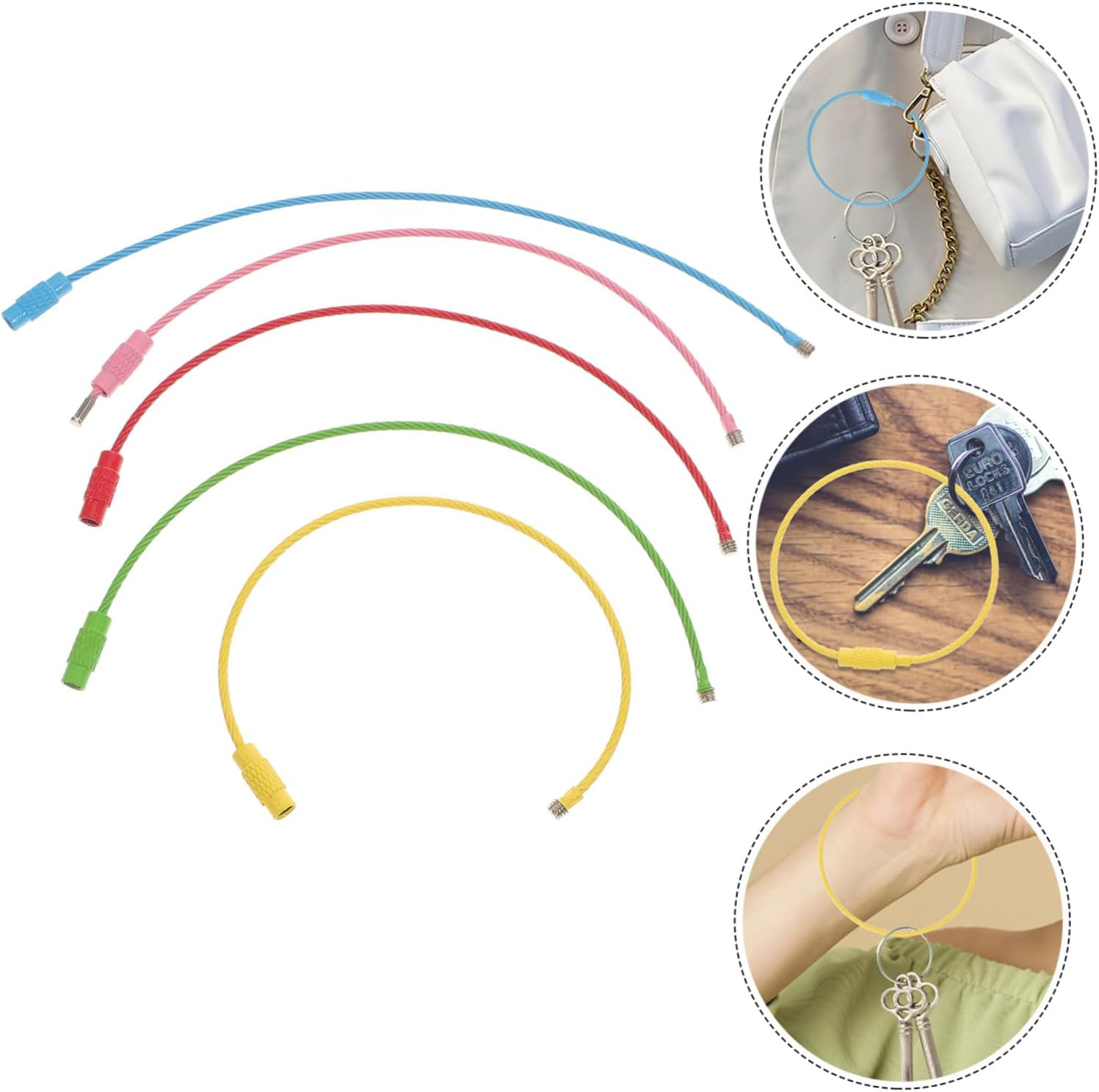 BELLIFFY 20Pcs Keychain Cable Rings Keyring Keepers Accessory Lightweight Stainless Wire Keychain Ring for Cruise Luggage Tags Random Color image number 3