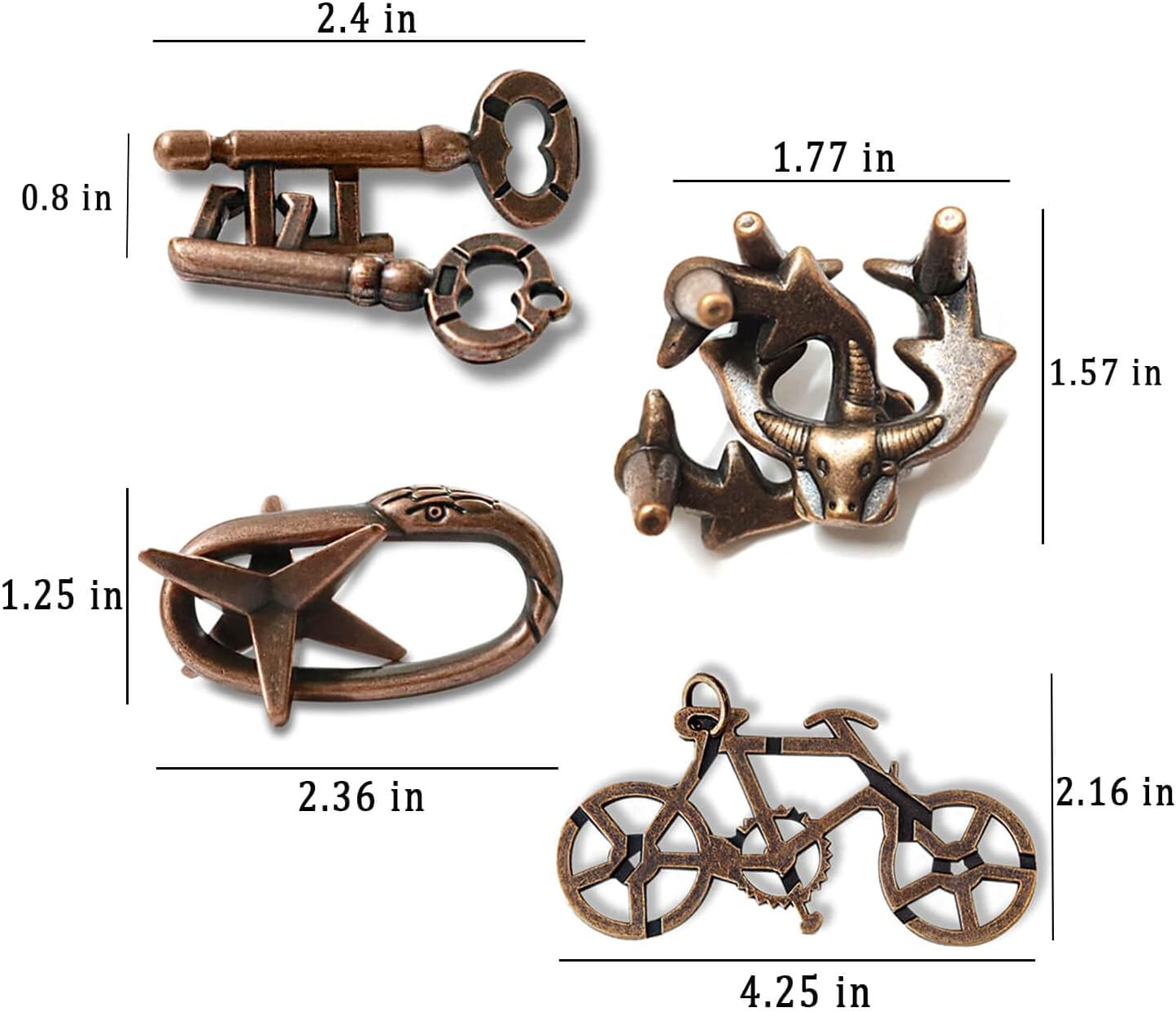 4 Pieces Brain Teaser Puzzles，Metal Cast Puzzle Games Toys，3D Highly Difficult Adult Puzzles，Iq Educational Box for Kids and Teens image number 2