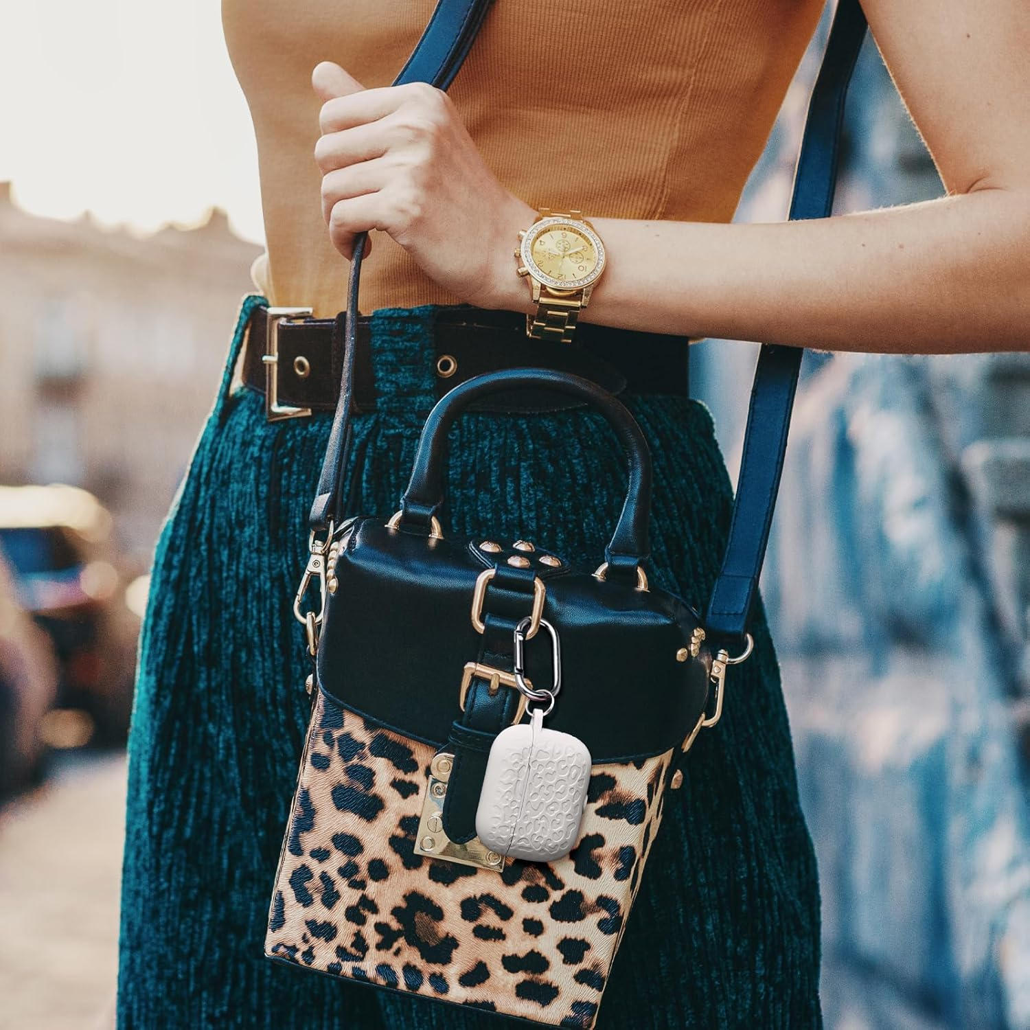 WJK Leopard Engraved Case Compatible with Apple Airpods Pro Case 2Nd 1St Generation Case Cover/Airpods Pro Case, Soft Silicone Skin Full Protective Cover for Airpods Pro 2 Case, Starlight image number 5