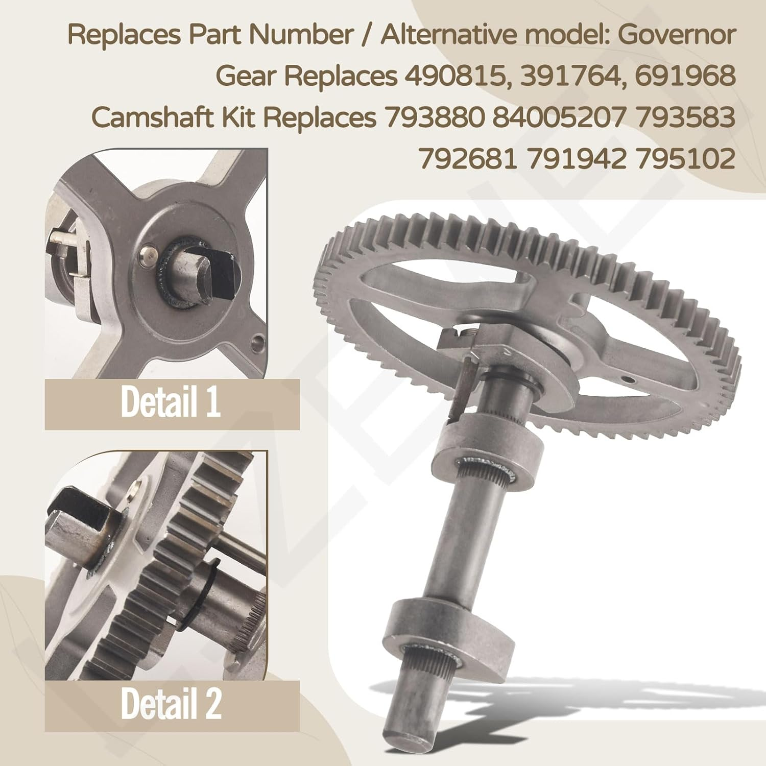 LIZEWEI 84005207 793880 Camshaft Kit W/691968 Governor & Oil Slinger for B&S, Replaces 391764, 490815, 84005207, 792681, Included 697110 272475S Gasket, 690564 Valve Tappet, 795387 Oil Seal