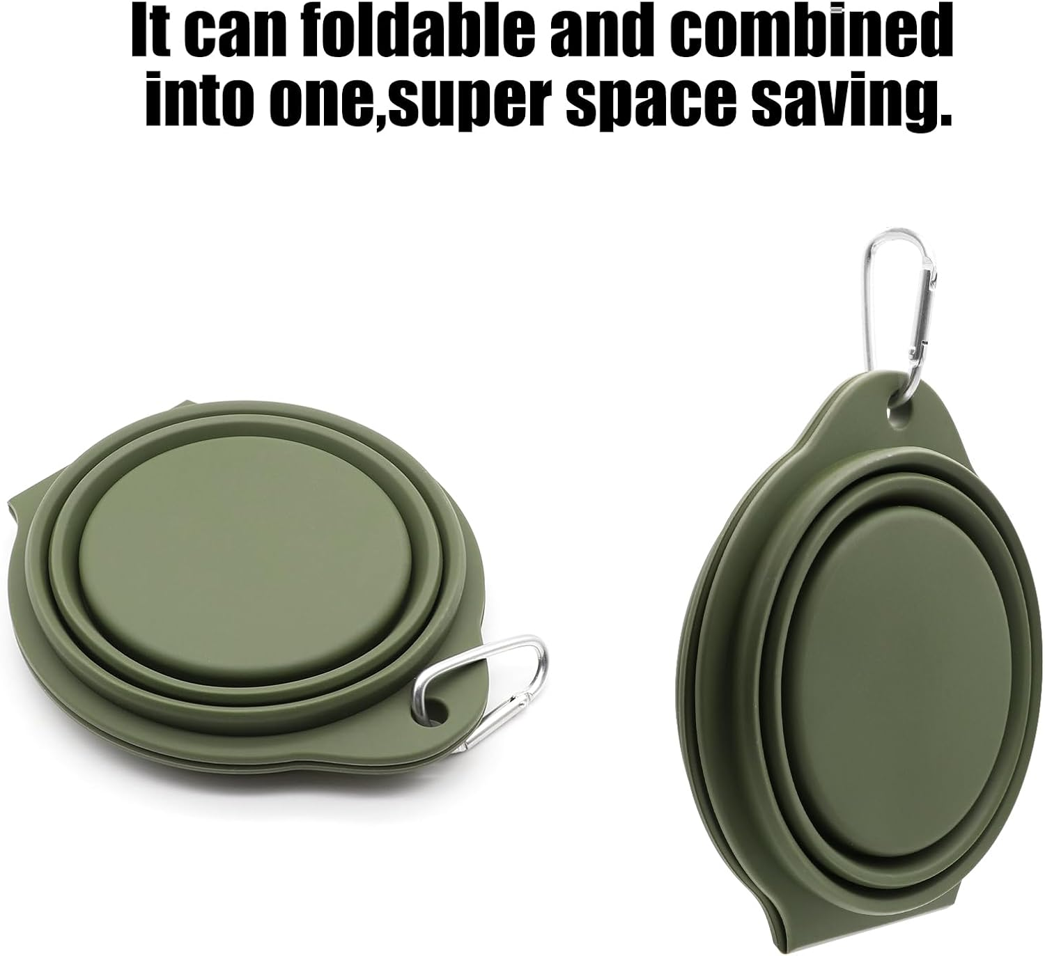 SLSON Dog Bowls Foldable Integrated Travel Bowl without Plastic Rim 2 in 1 Pet Food Bowl for Hiking Camping Green image number 1