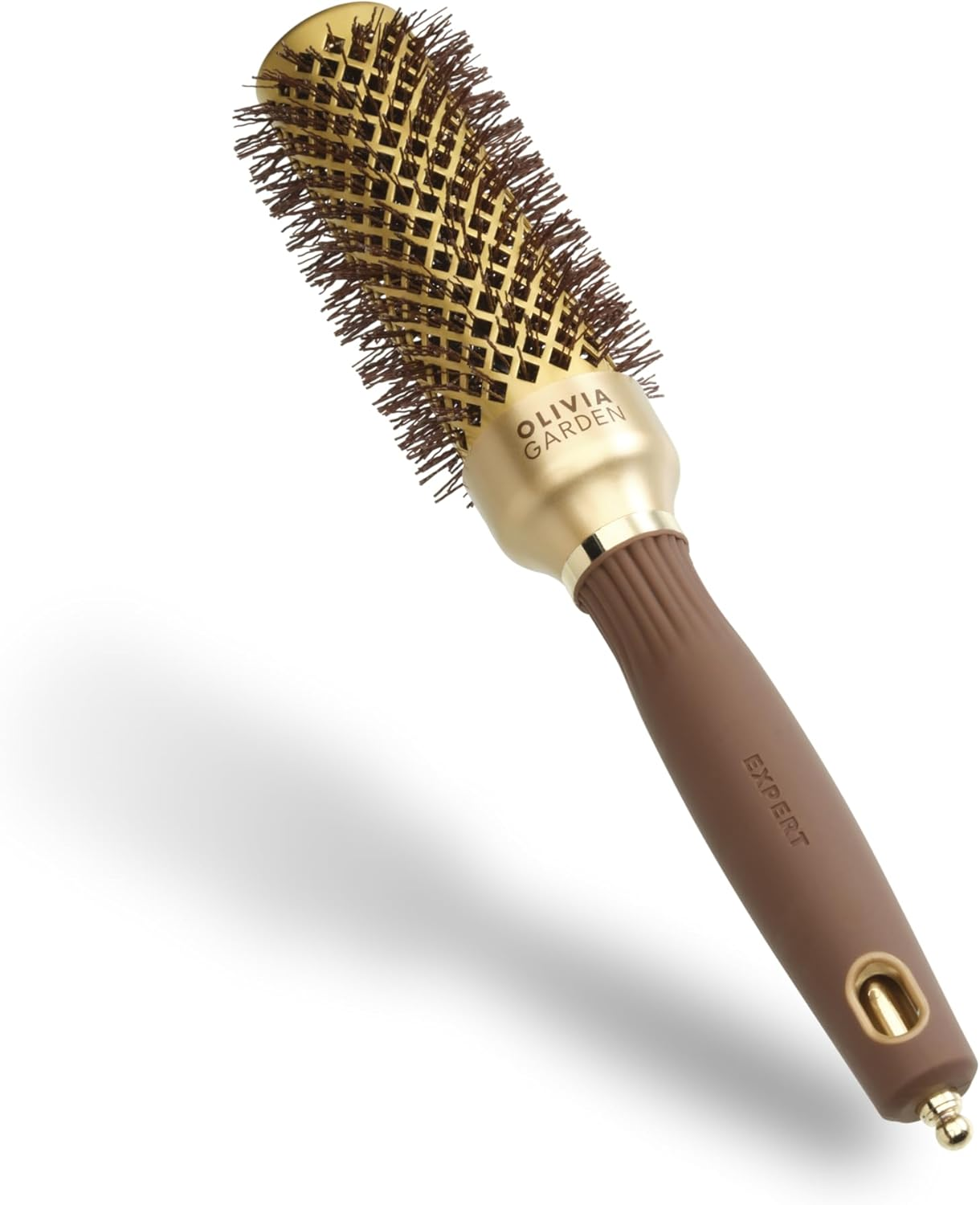 Olivia Garden Expert Blowout Shine &ndash; Gold & Brown - 35 - Ceramic Coated round Brush for Smooth Blowout, Frizz-Free Hair & Radiant Shine image number 3