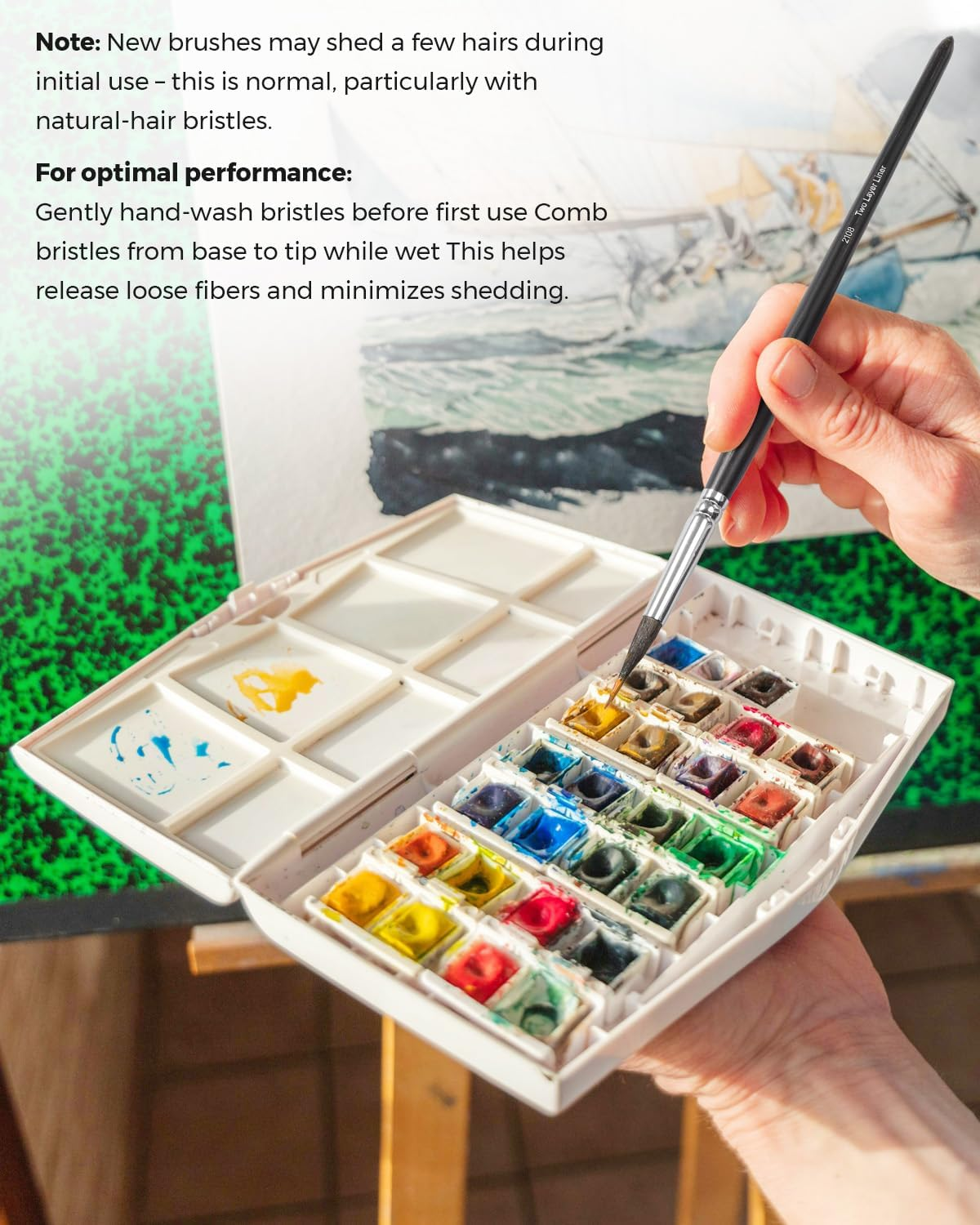 Sable Watercolor Brushes Professional Extended Needle Point Brushes for Artists 5Pcs-Natural & Horsehair Brush,Bamboo Handle,Paint Brushes for Detail Painting,Watercolor,Acrylic,Gouache,Ink image number 5