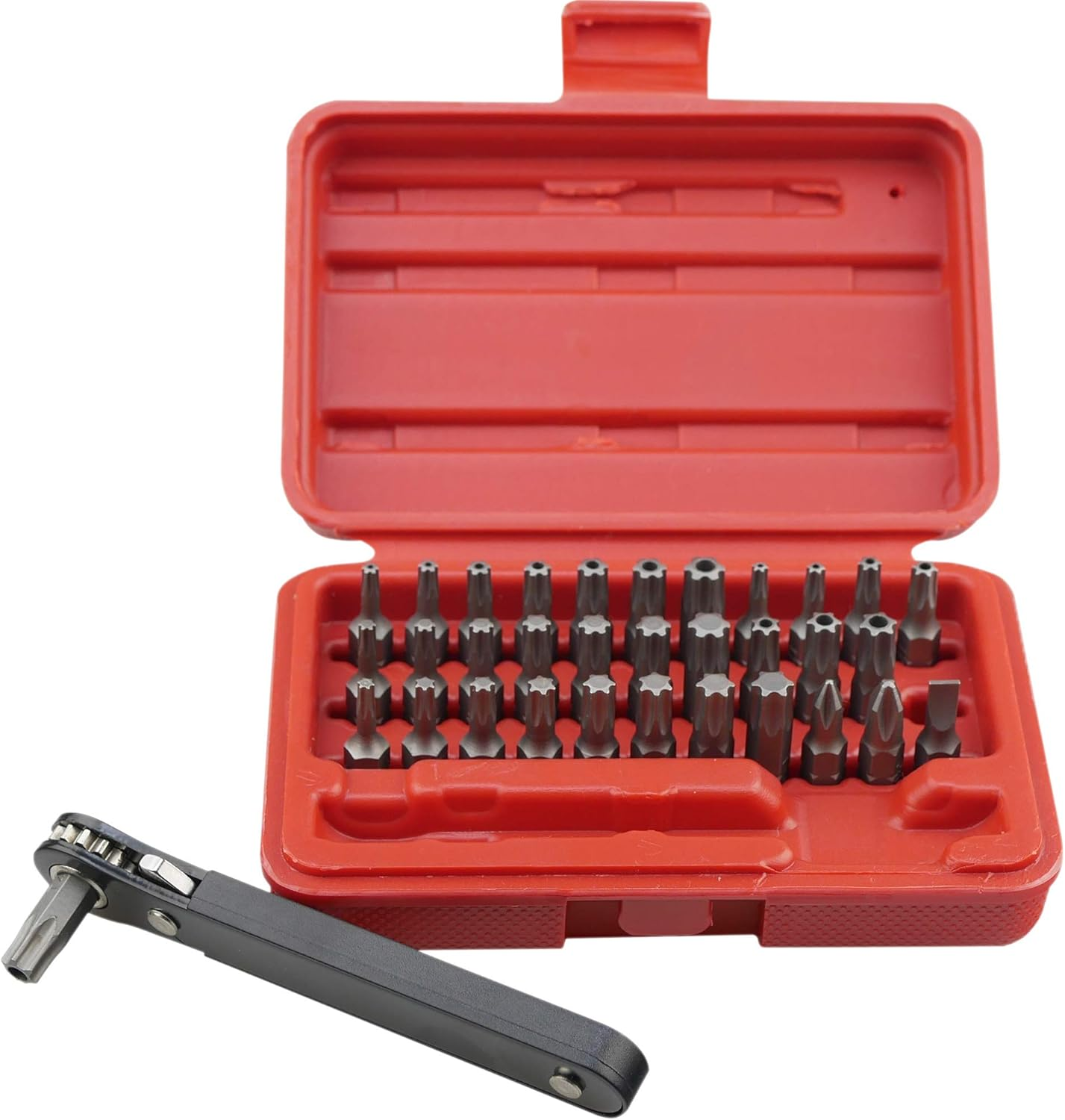 KAIFNT K403 Comprehensive Torx Bit Set with Mini Ratchet Wrench, 1/4-Inch Drive, 34-Piece image number 2