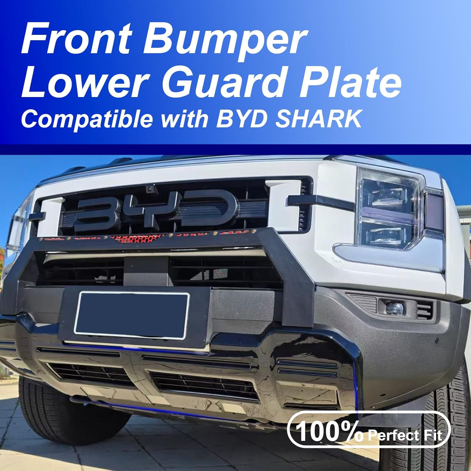 MCRACING BYD Shark 6 Front Bumper Lower Guard Plate,Sporty (Matte Black) - Matte Black image number 6