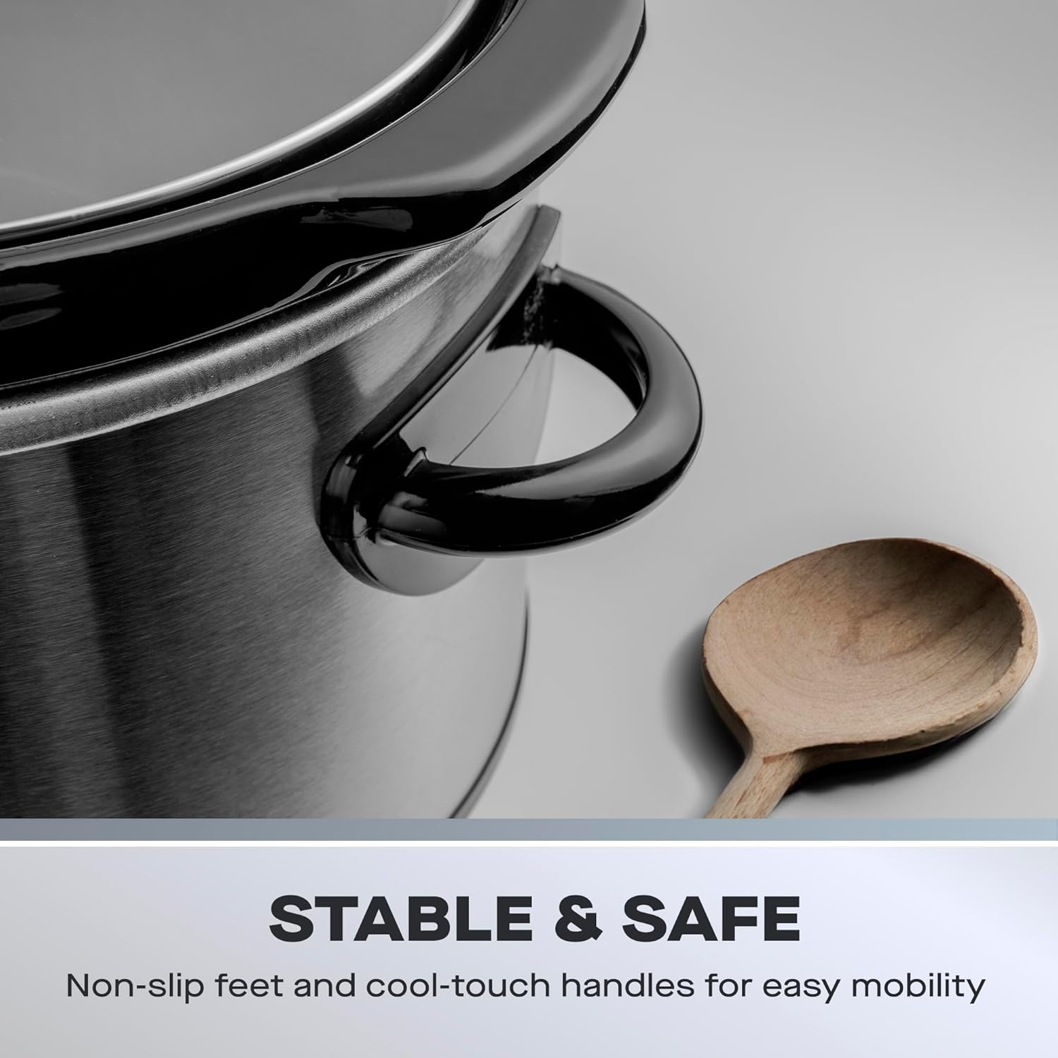 Daewoo 3.5L Slow Cooker &ndash; Compact Electric Cooker with Removable Ceramic Bowl & Glass Lid &ndash; 3 Heat Settings (Low, High, Keep Warm), Energy Efficient, Ideal for Small Families & Meal Prep, Black image number 4