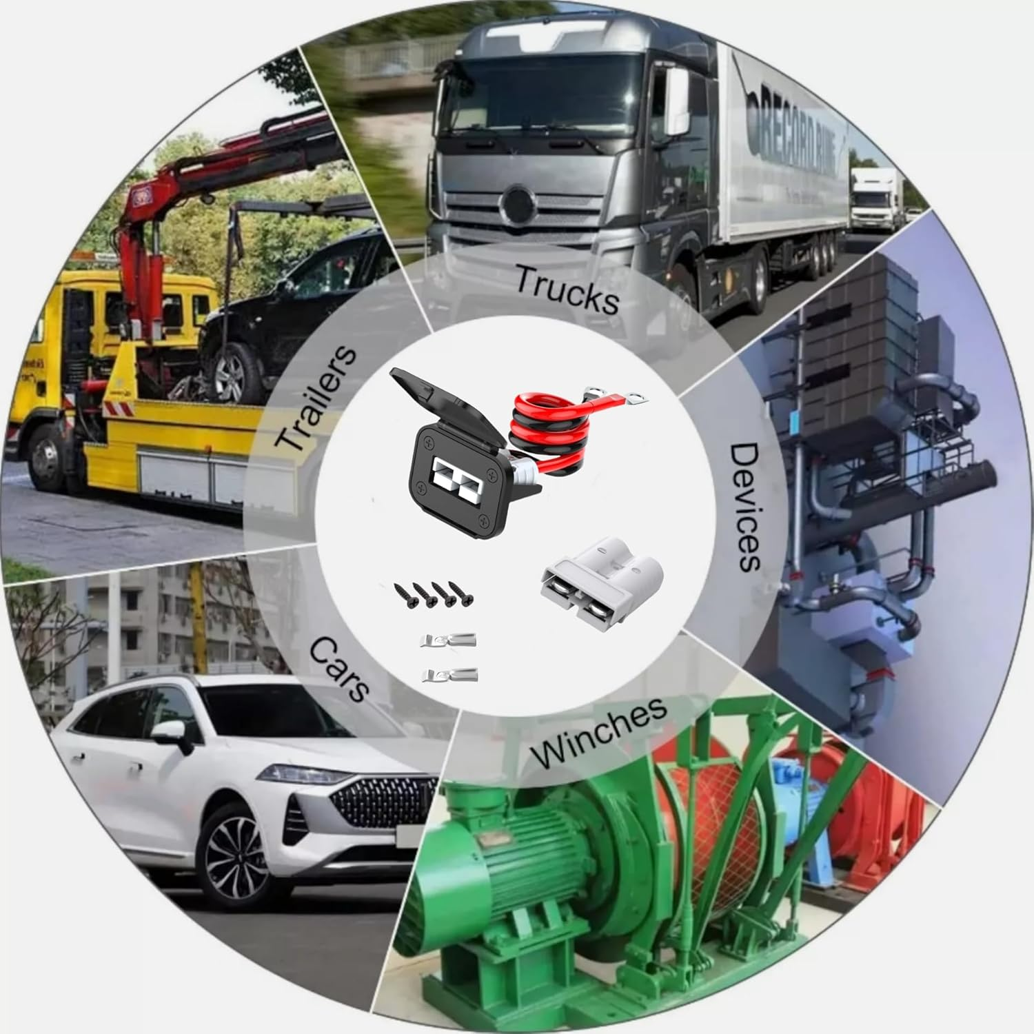 Dual 50A Anderson SB50 Series Connectors Flush Plug,600V 50Cm 10AWG Mounting Bracket Panel Plug with Dustproof Cover& Waterproof Gasket Mount Recessed Plate for Variety of Large Vehicles image number 4