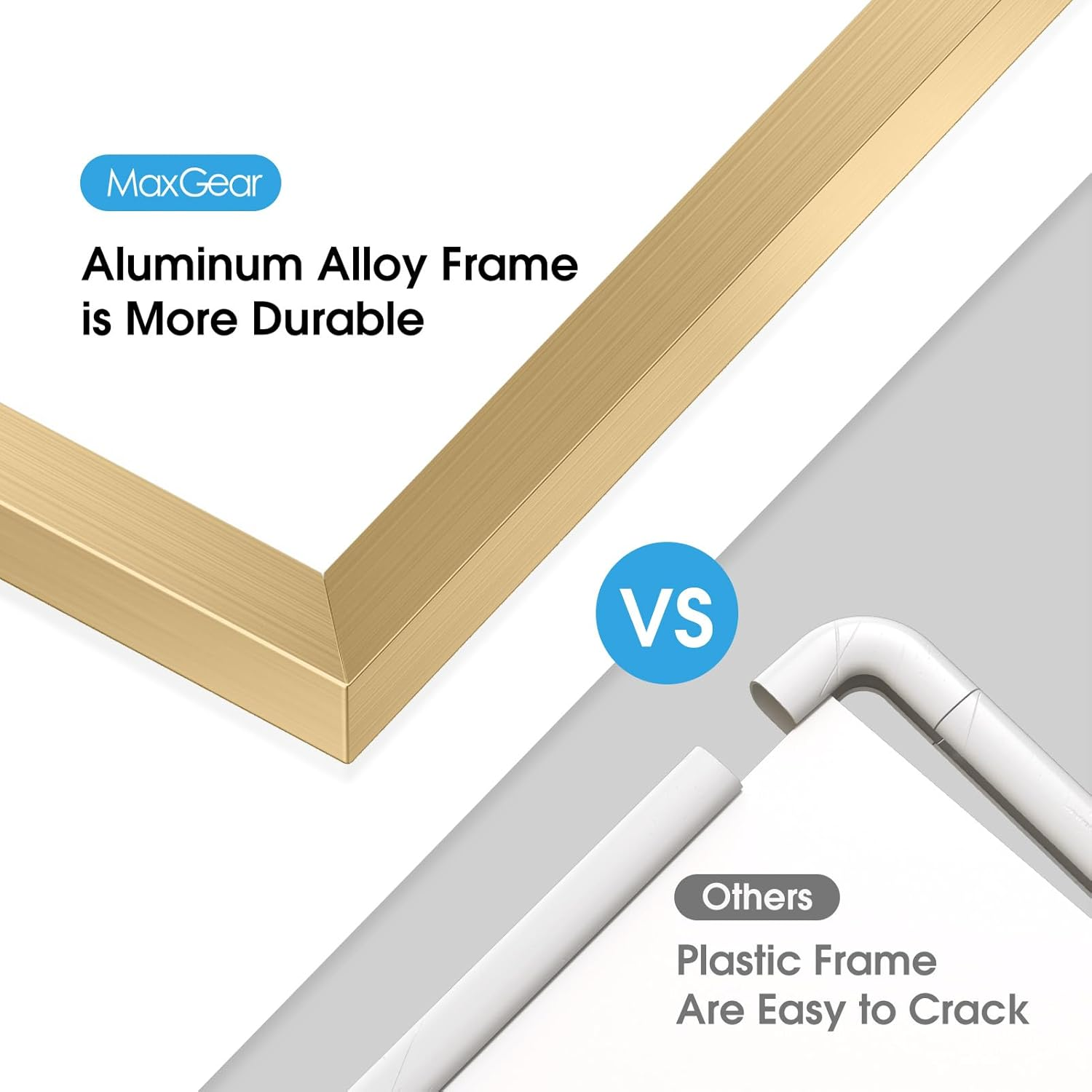 Maxgear Monthly Calendar Dry Erase Board for Wall, 16"X12" Hanging Whiteboard, Small Dry Erase White Board with Handle, Golden Aluminum Framed Whiteboard for Office, Home, School