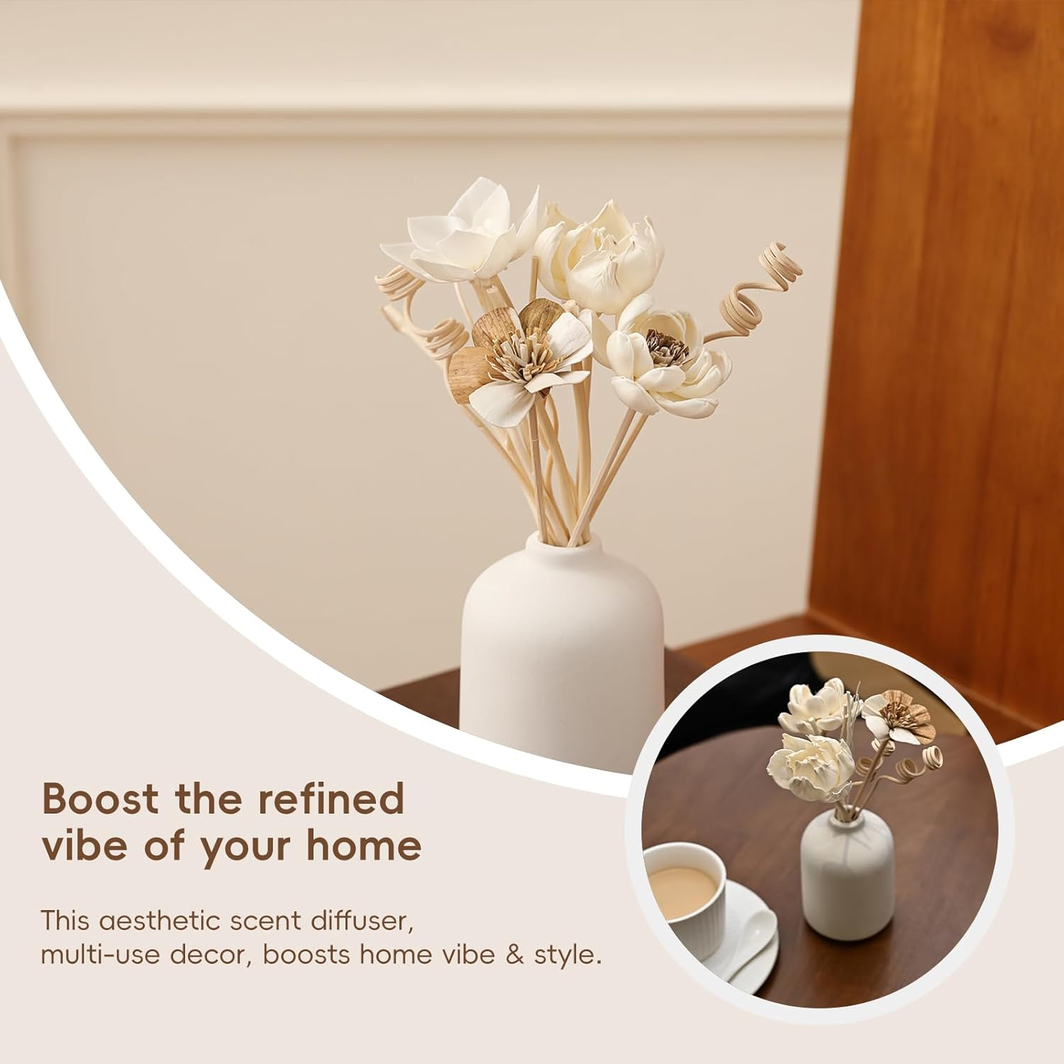 Reed Diffuser Sticks, 12Pcs Natural Flower, White Paper Core Material, Perfect for Living Room, Kitchen, Bedroom, Decor image number 1