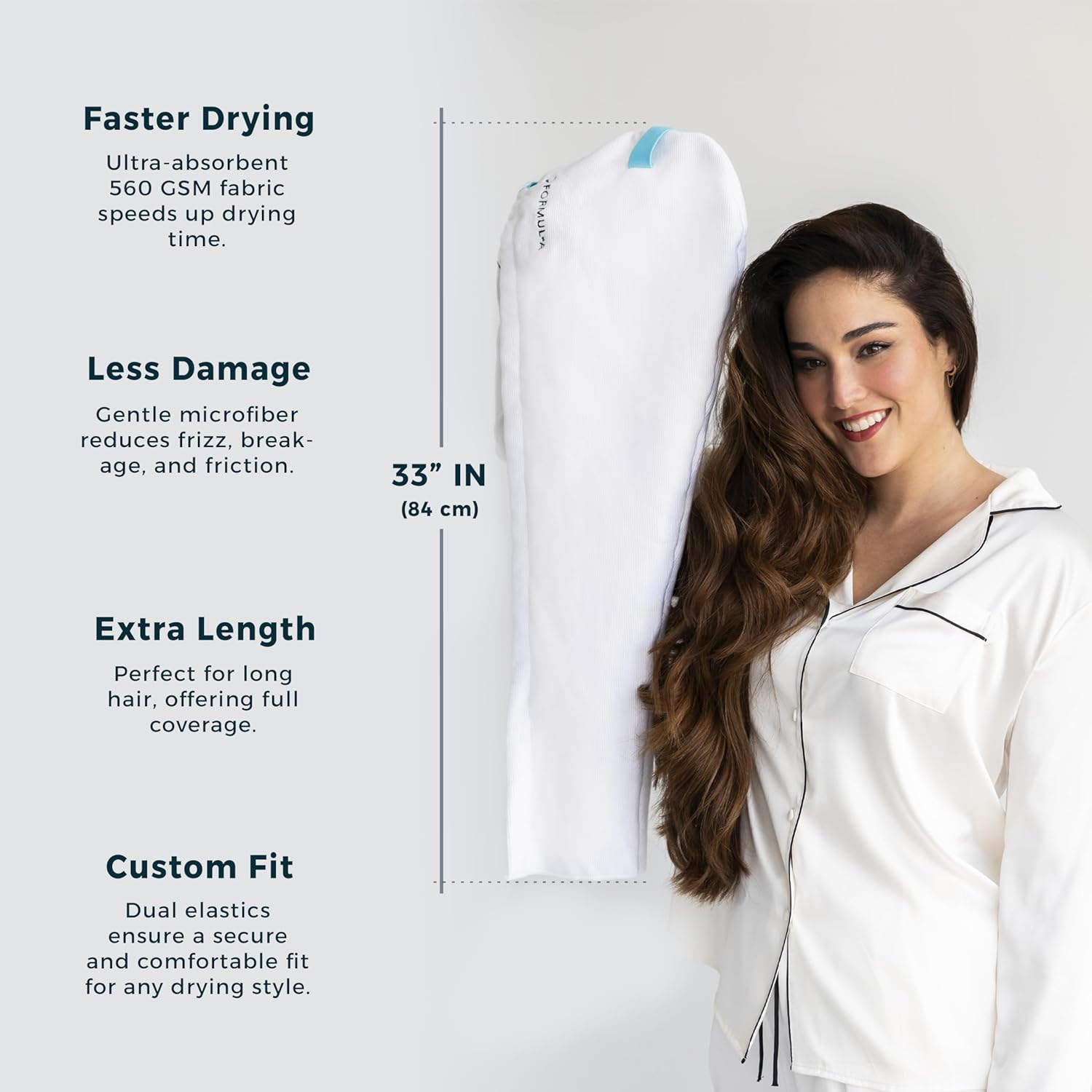 FORMUL-A - Microfiber Hair Towel Wrap for Women - anti Frizz, Fast Drying, Super Absorbent - Plopping Wrap Turban for Wet Hair - Hair Care Product image number 3