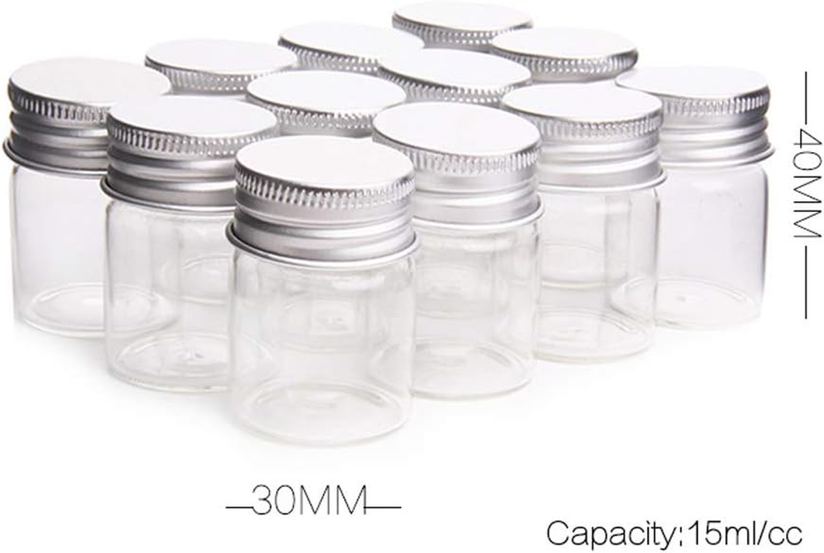 12 Pcs Empty Clear Glass Bottles with Screw Aluminum Cap Mini Container Jars for Essential Oil Powders Cream Ointments Grease Cosmetic Makeup Sample(15Ml) image number 1