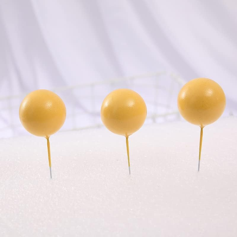 30 Pcs Lovely Ball Cake Topper Birthday Wedding Party Cake Decoration for Christmas Anniversary Birthday Party Baby Shower Cake Decoration (Yellow) image number 3